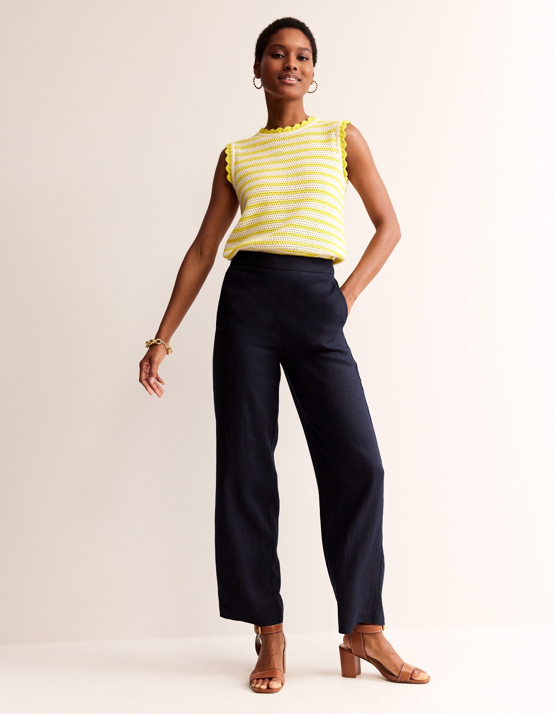 Pantalon Hampstead en lin-Bleu marine - Image 1