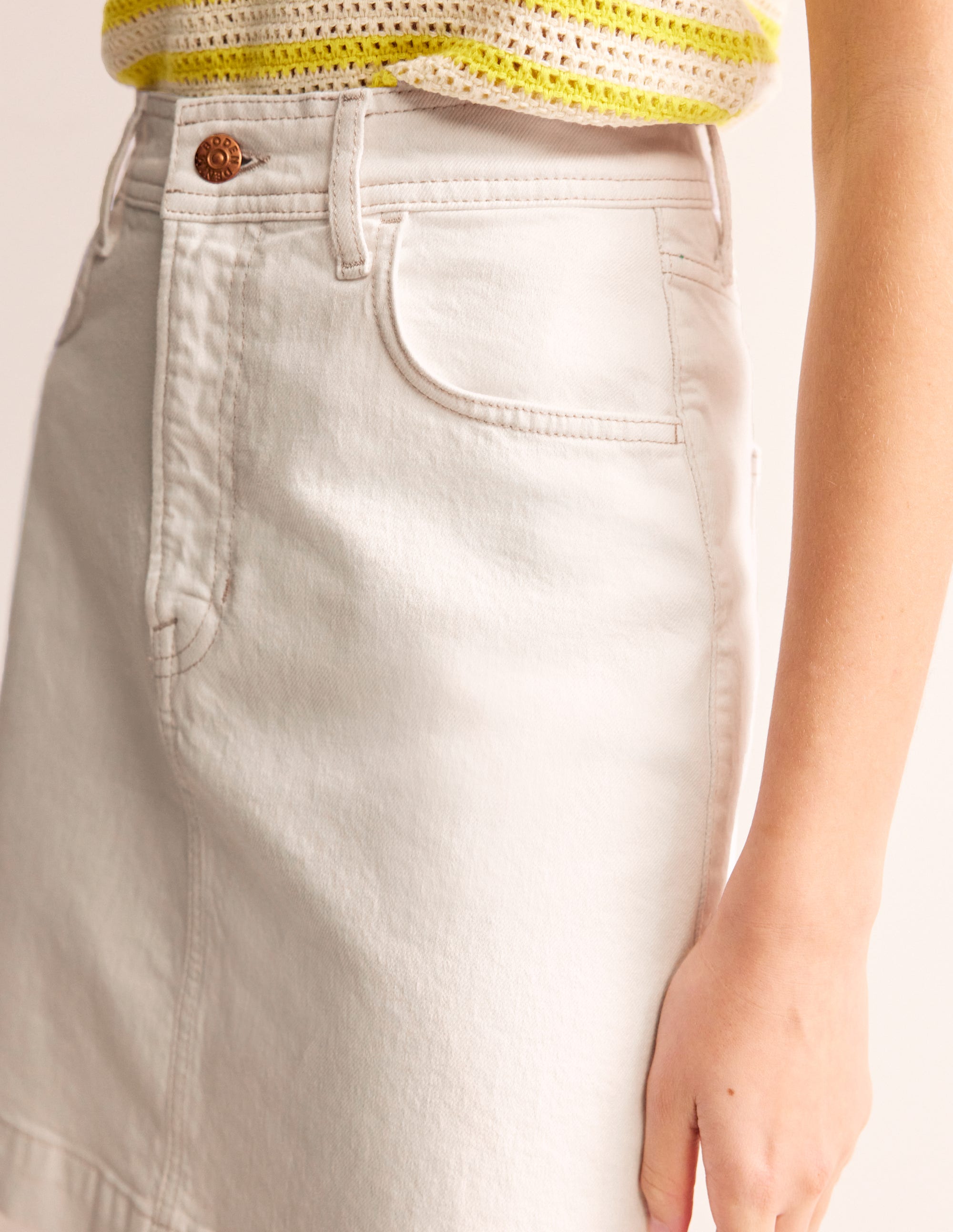 Nell Denim Mini Skirt-White - Image 2