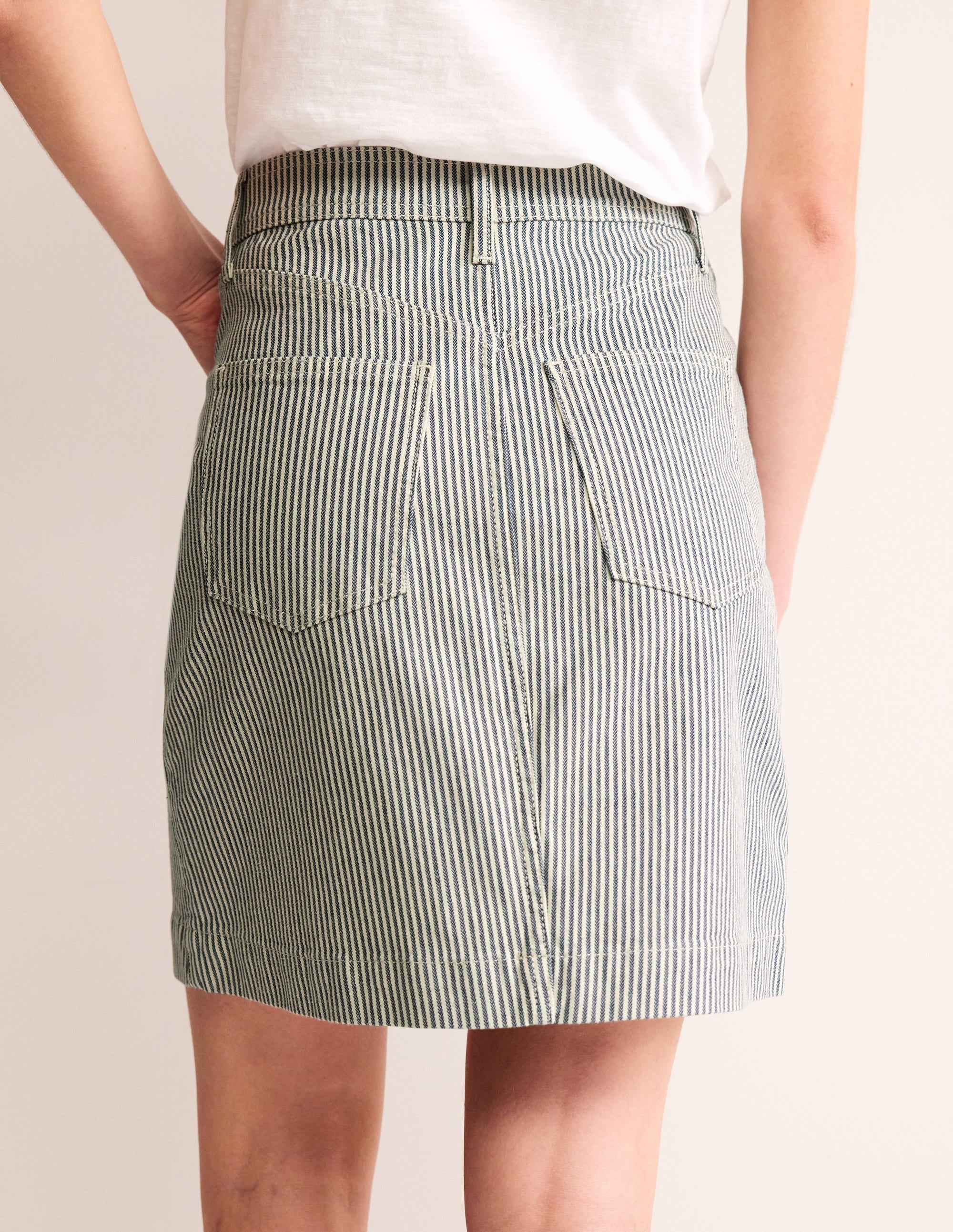 Nell Denim Mini Skirt-Blue Stripe - Image 3
