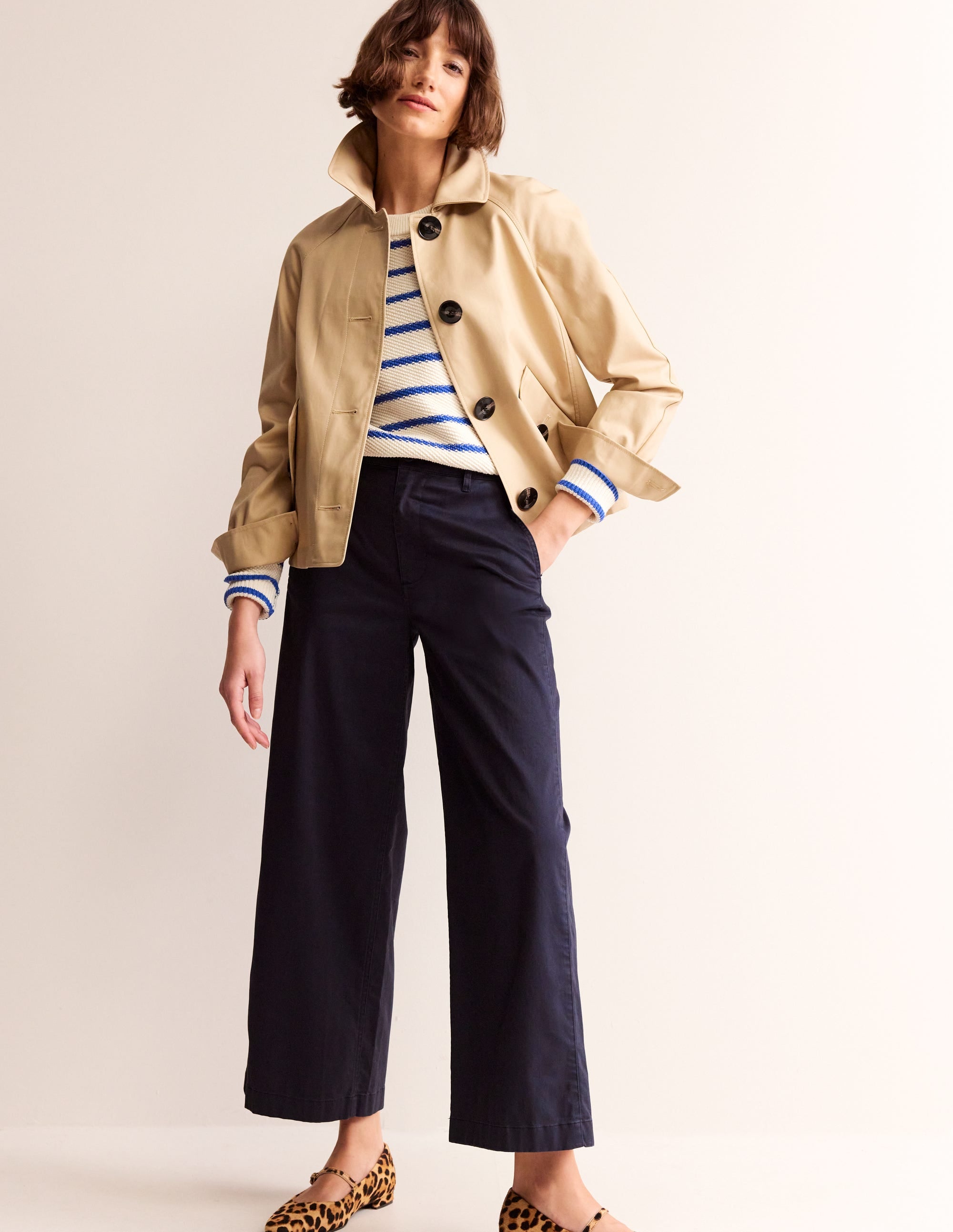 PANTALON CHINO LARGE BARNSBURY-Bleu Marine, Petits Pois - Image 1