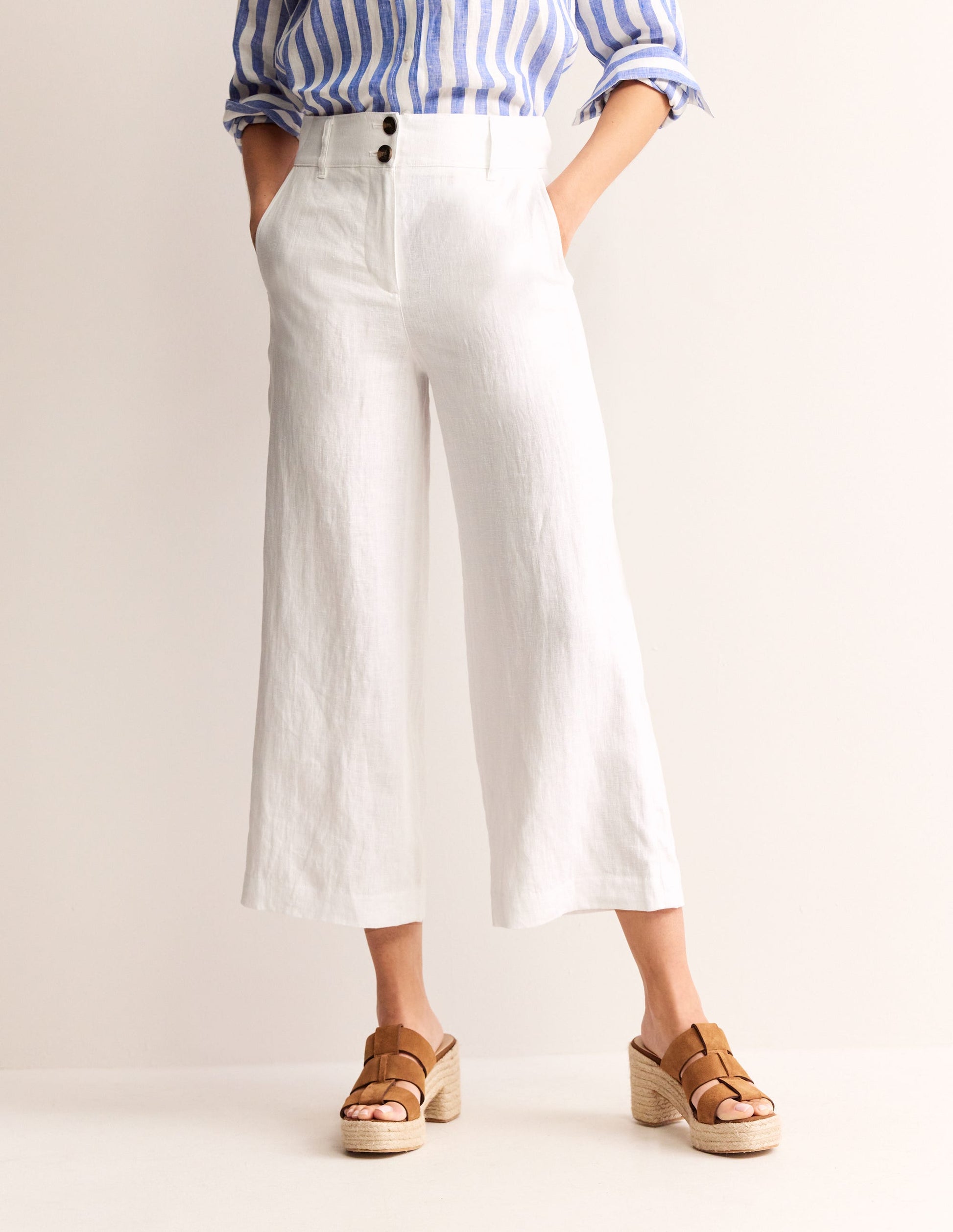 Westbourne Verkürzte Leinenhose-Weiß-4