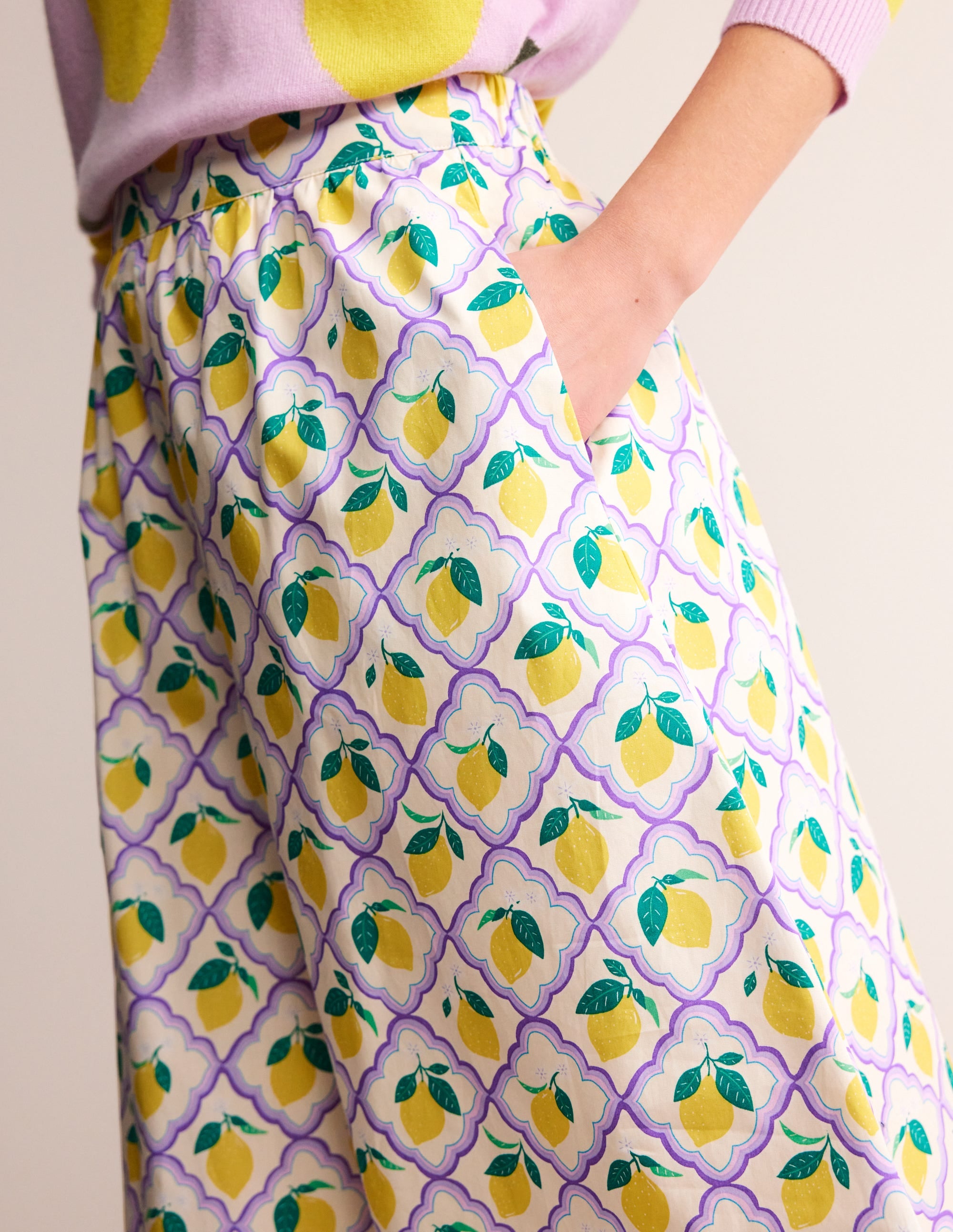 Hattie Poplin Midi Skirt-Lavender, Lemon Grove - Image 2