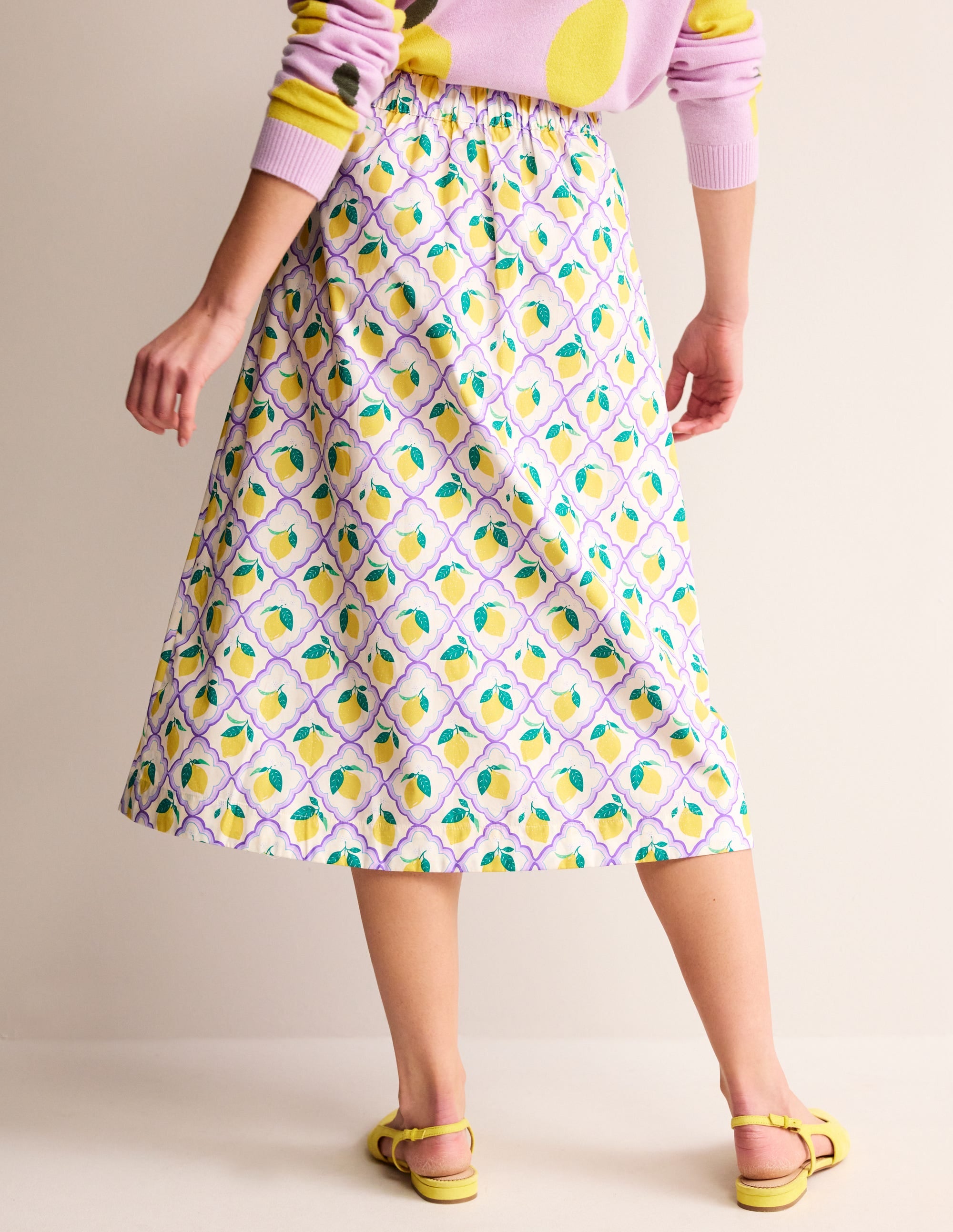 Hattie Poplin Midi Skirt-Lavender, Lemon Grove - Image 3