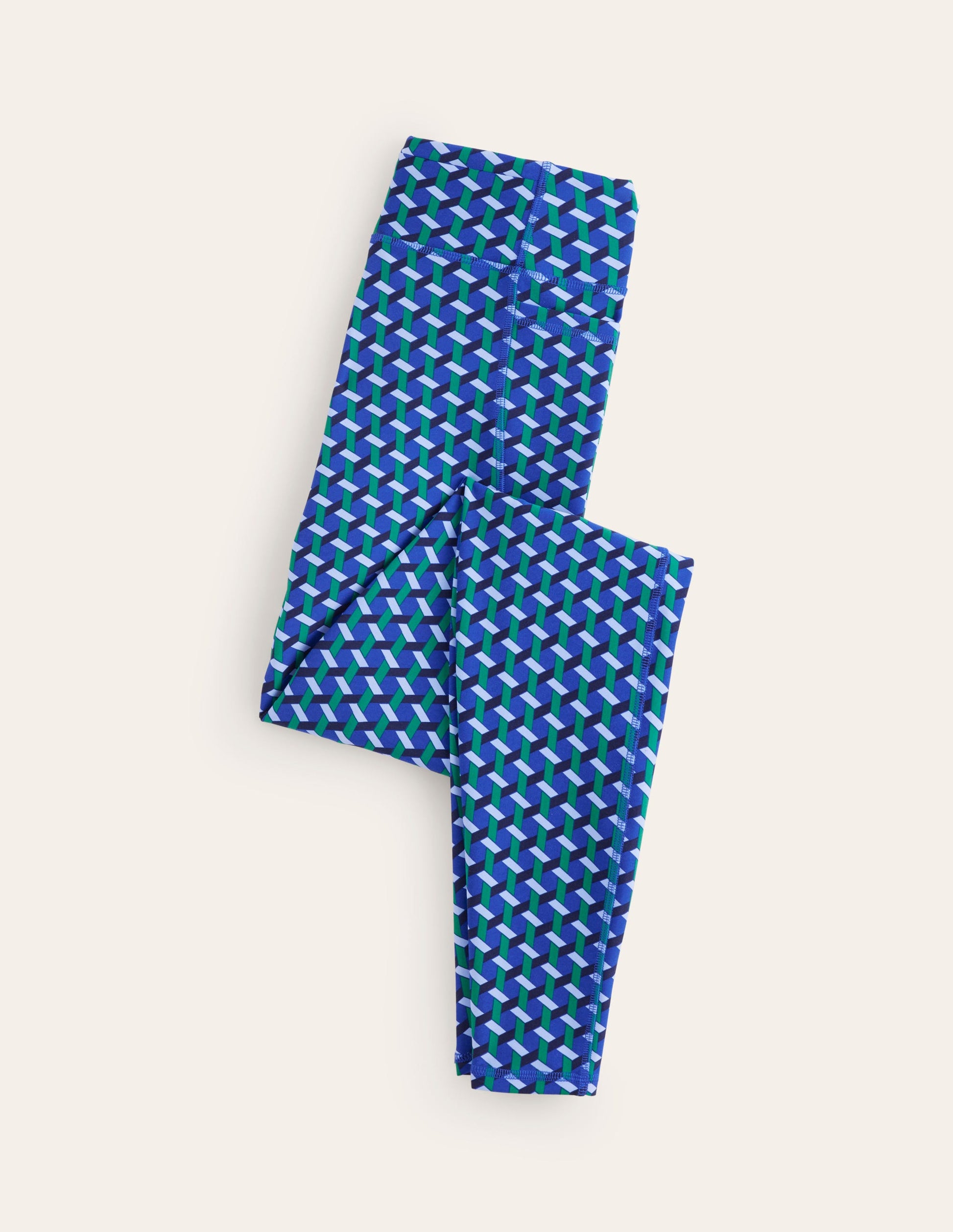 Legging taille haute avec poche-Bleu connecté, motif Honeycomb Geo-5