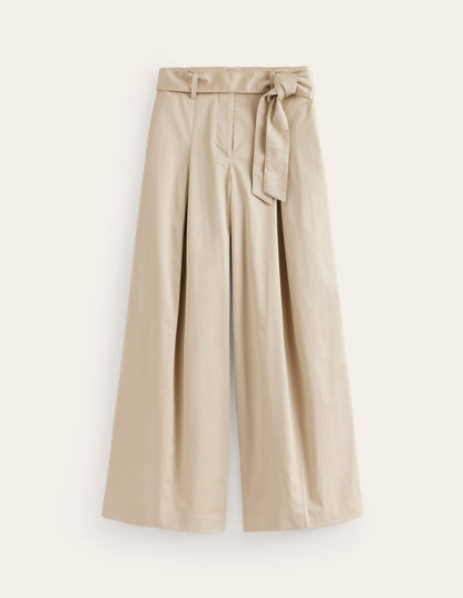 Palazzo-Hose aus Baumwollsatin-Neutral