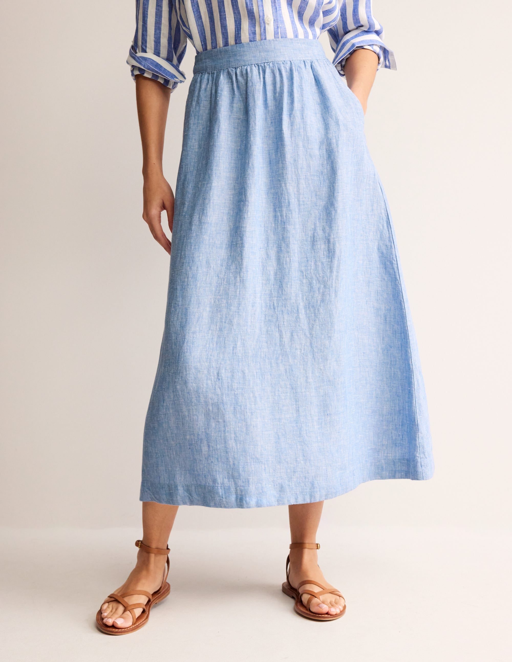 Jupe Florence en lin-Chambray - Image 4