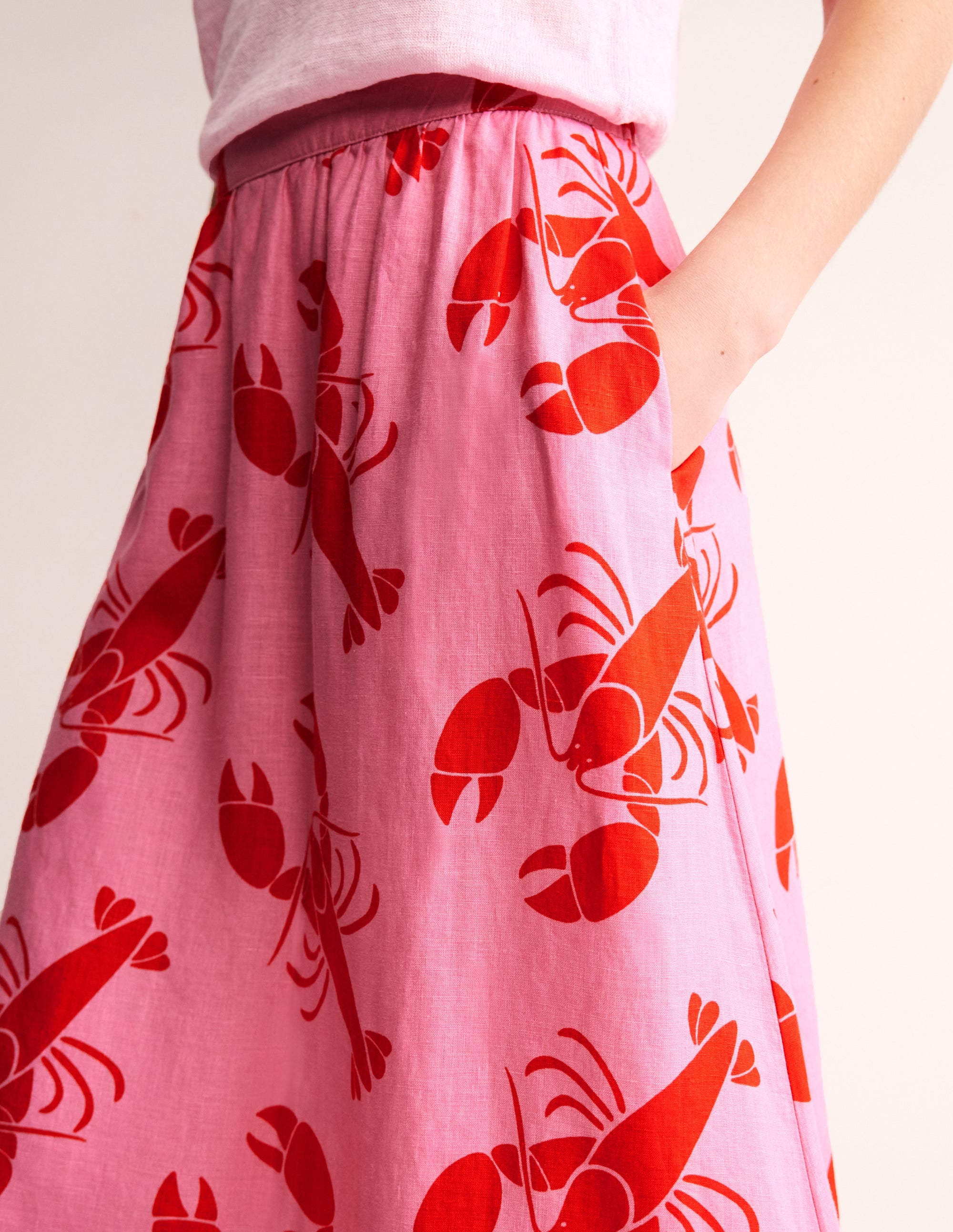 Florence Linen Skirt-Cashmere Rose, Lobster - Image 2