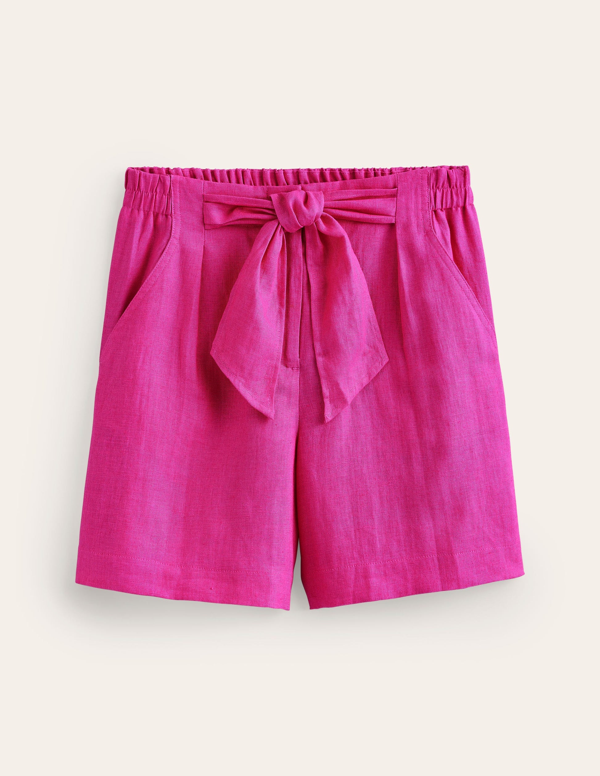 Leinenshorts zum Binden an der Taille-Knalliges Stiefmütterchen-6