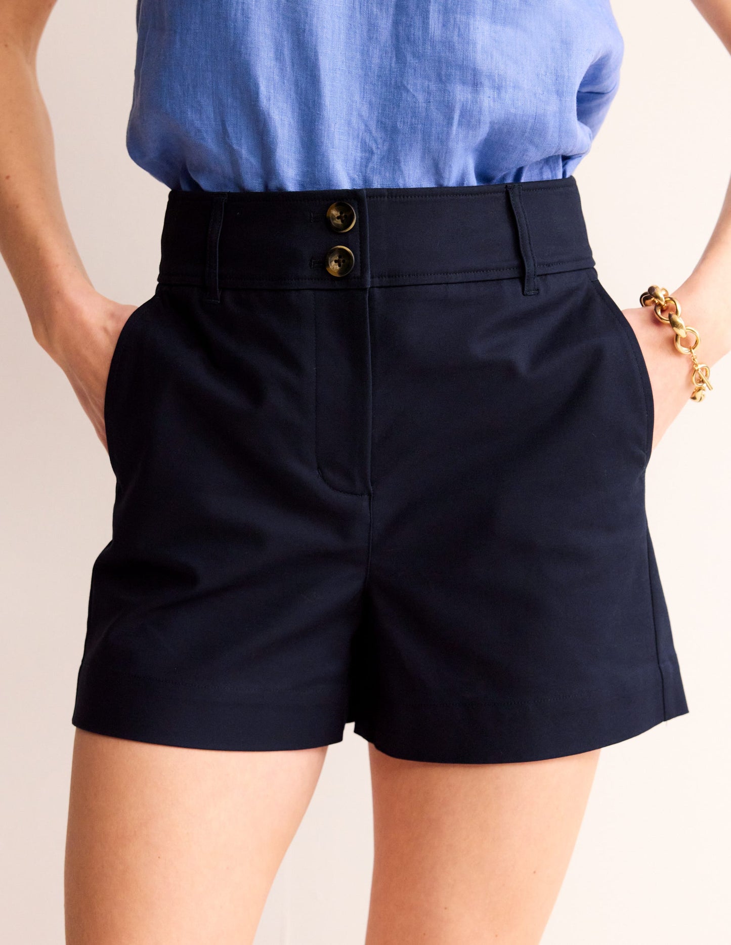 Westbourne Sateen Shorts-Navy