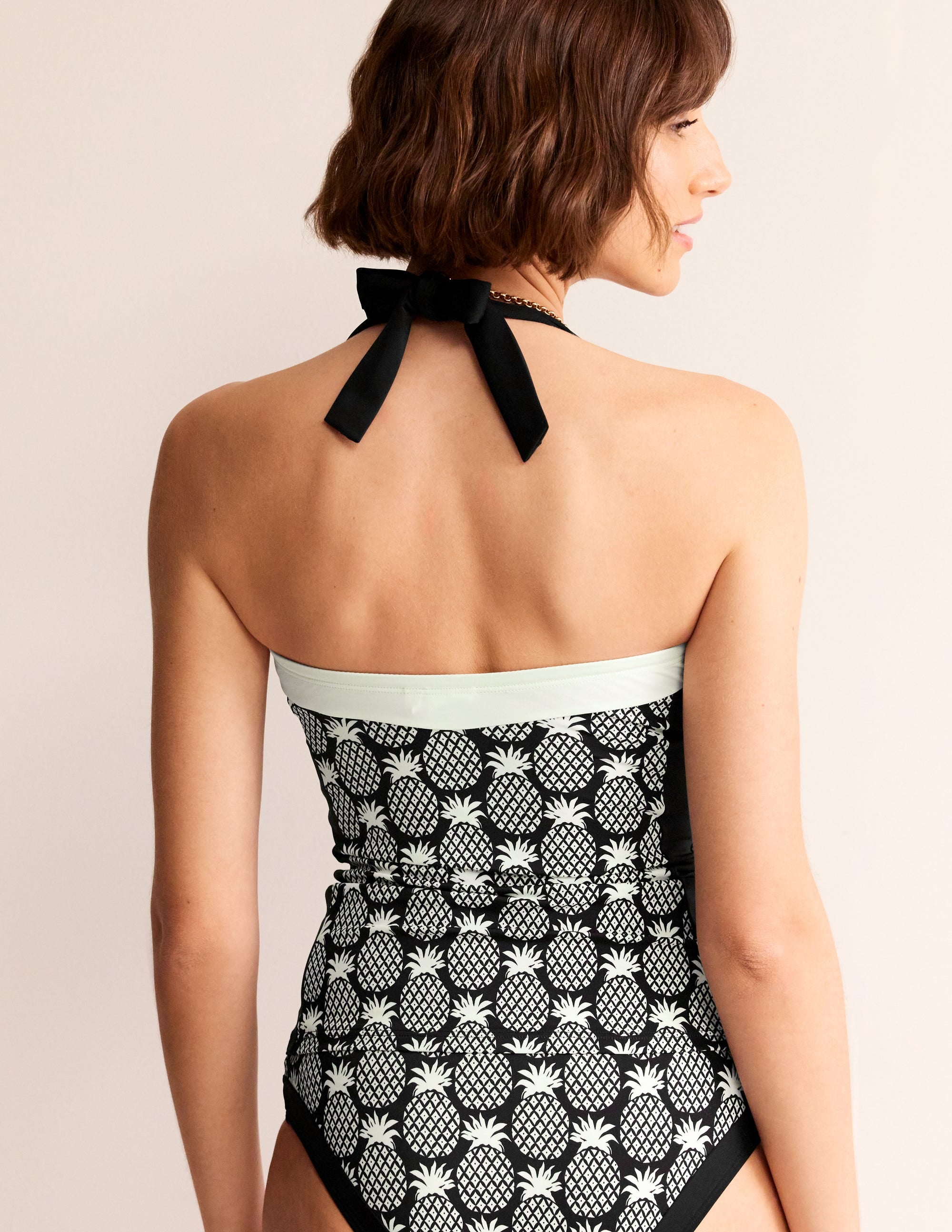 Santorini Tankini Top-Black, Pineapple Geo - Image 3