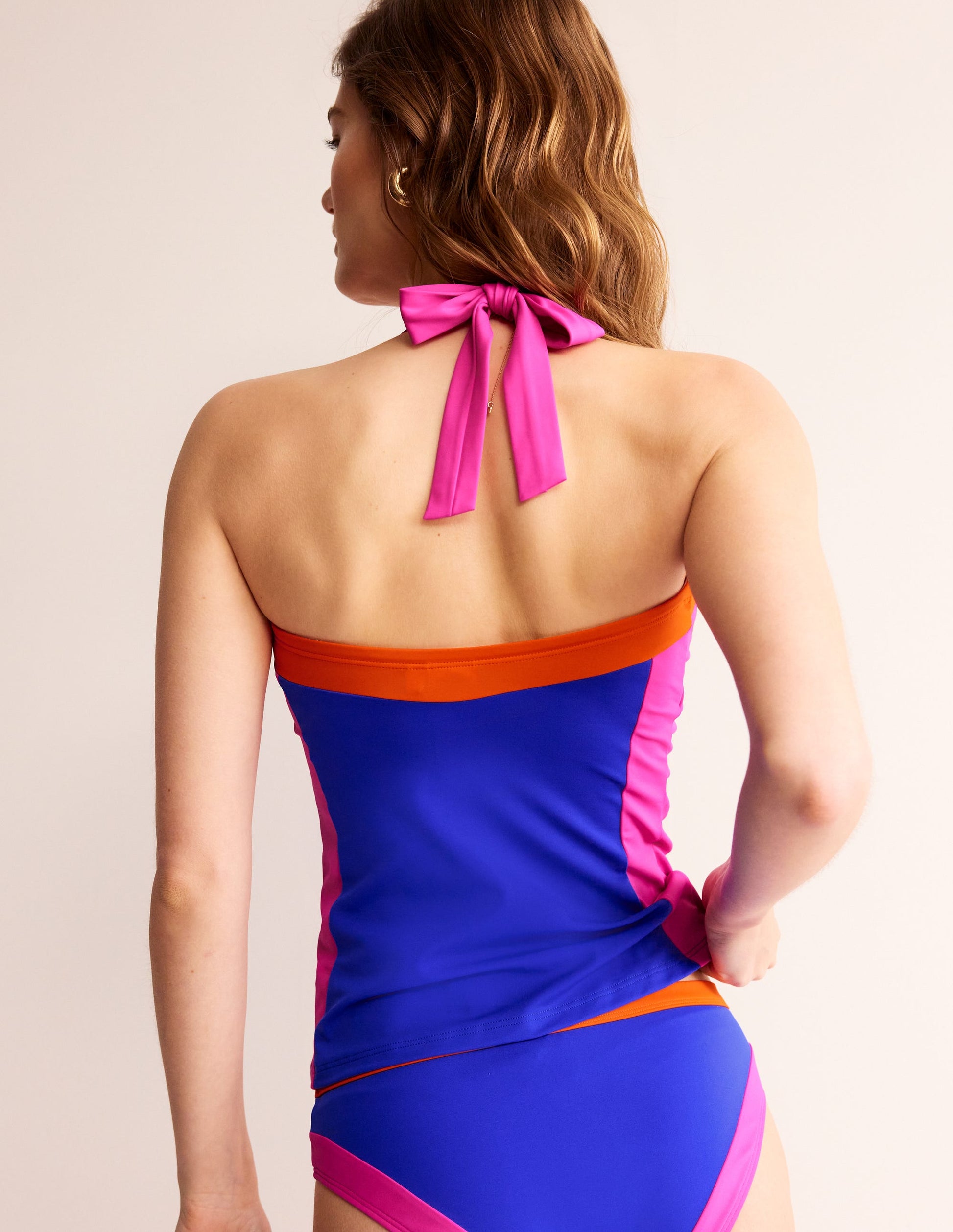 Santorini Tankini Top-Blue/Pink Colourblock-3