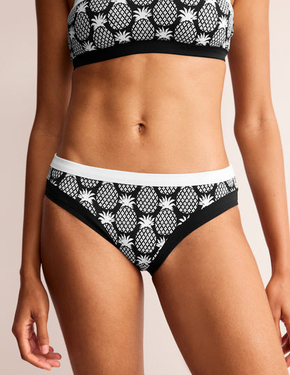 Santorini Bikini Bottoms-Black, Pineapple Geo