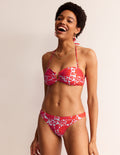 Bas de bikini intemporel-Orange pétard, motif Gardenia Swirl