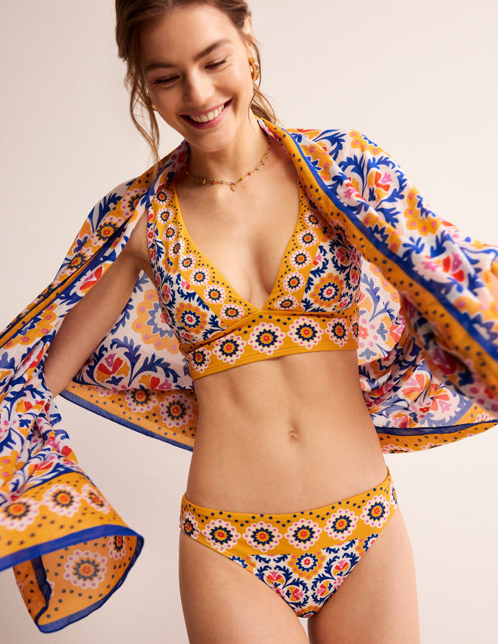 Bas de bikini intemporel-Doré artisanal, motif Mosaic Tile