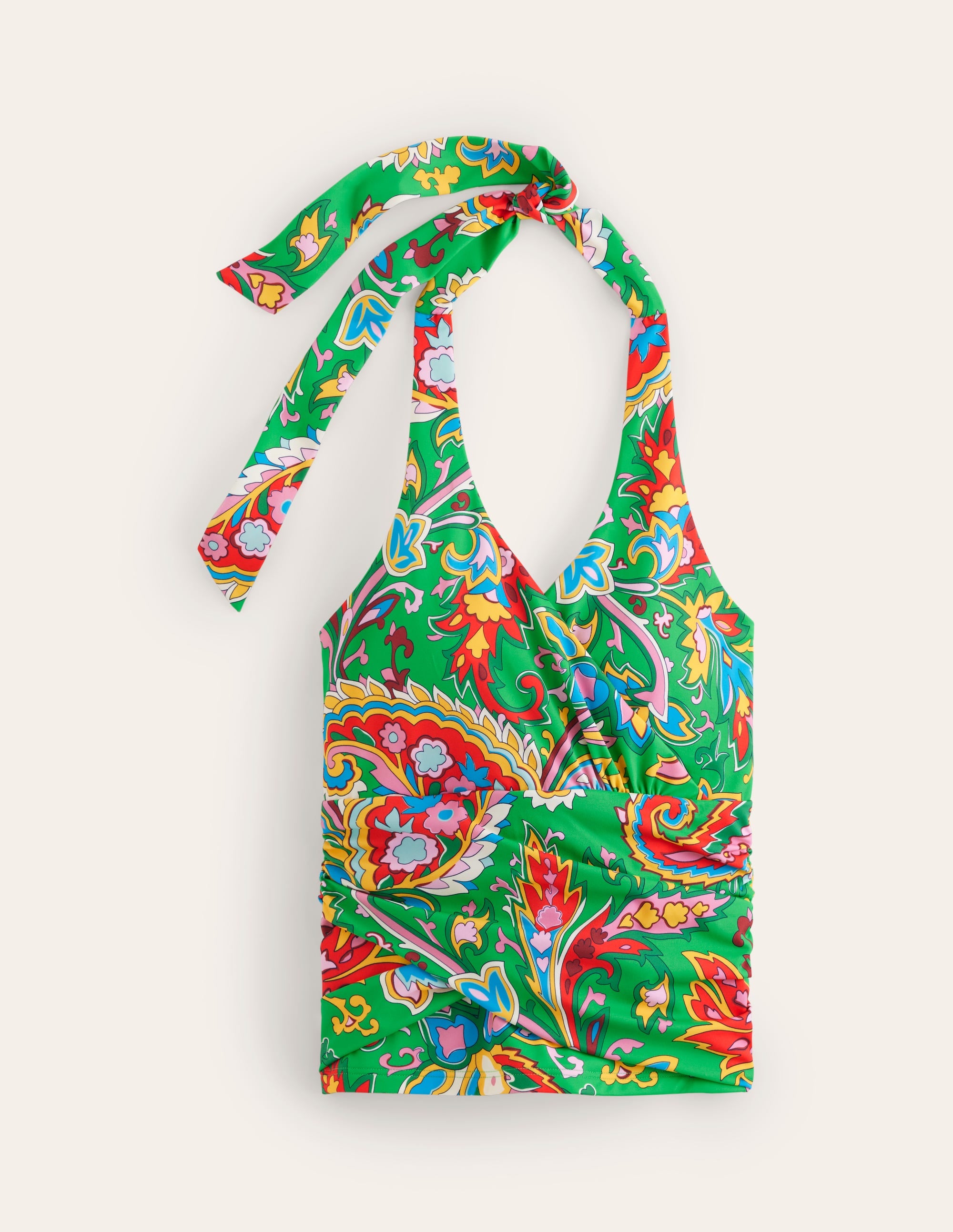 Haut de tankini dos-nu Levanzo-Vert Kelly, motif Paisley Azure - Image 5