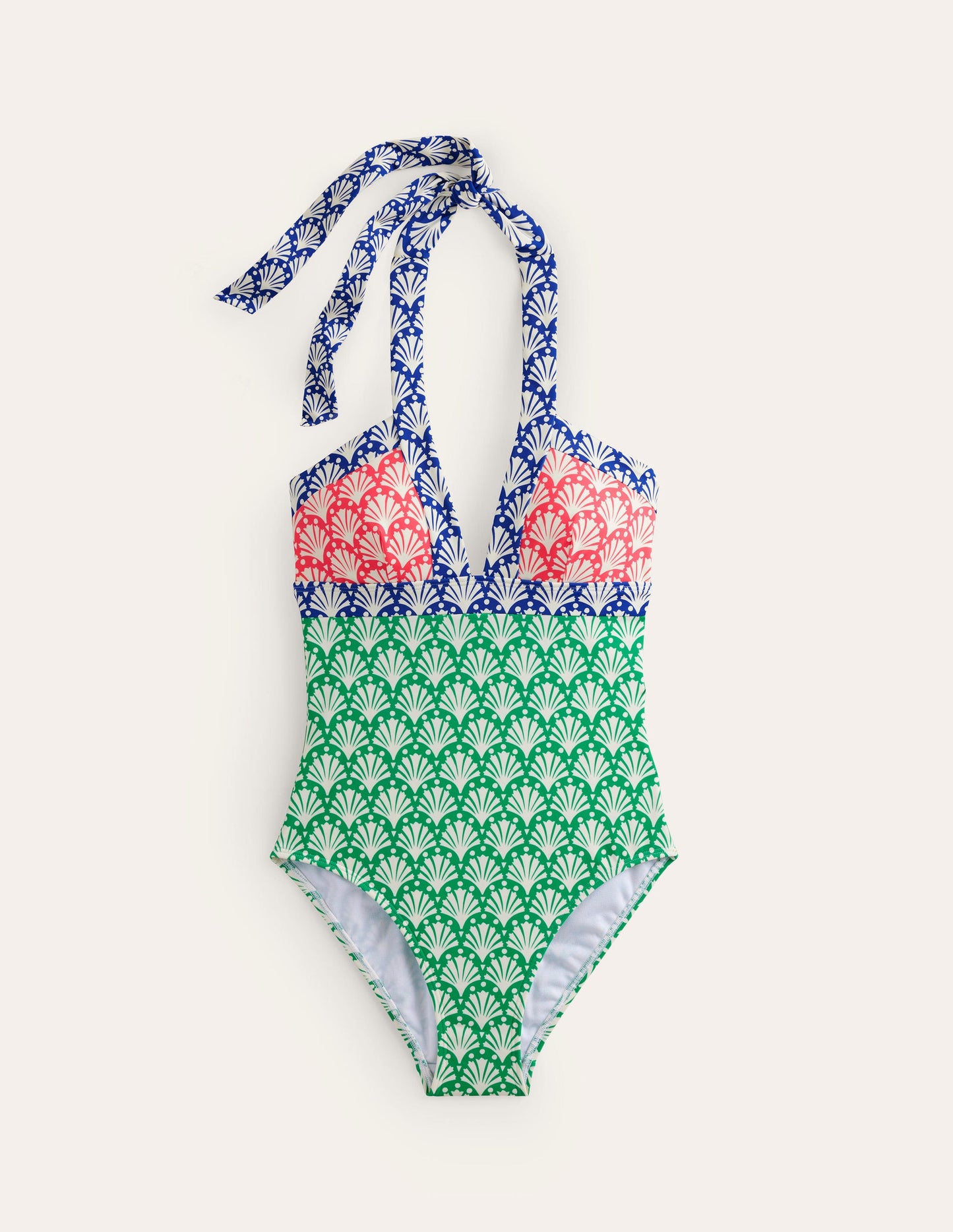 Ithaca Halter Swimsuit-Green Tambourine, Shells