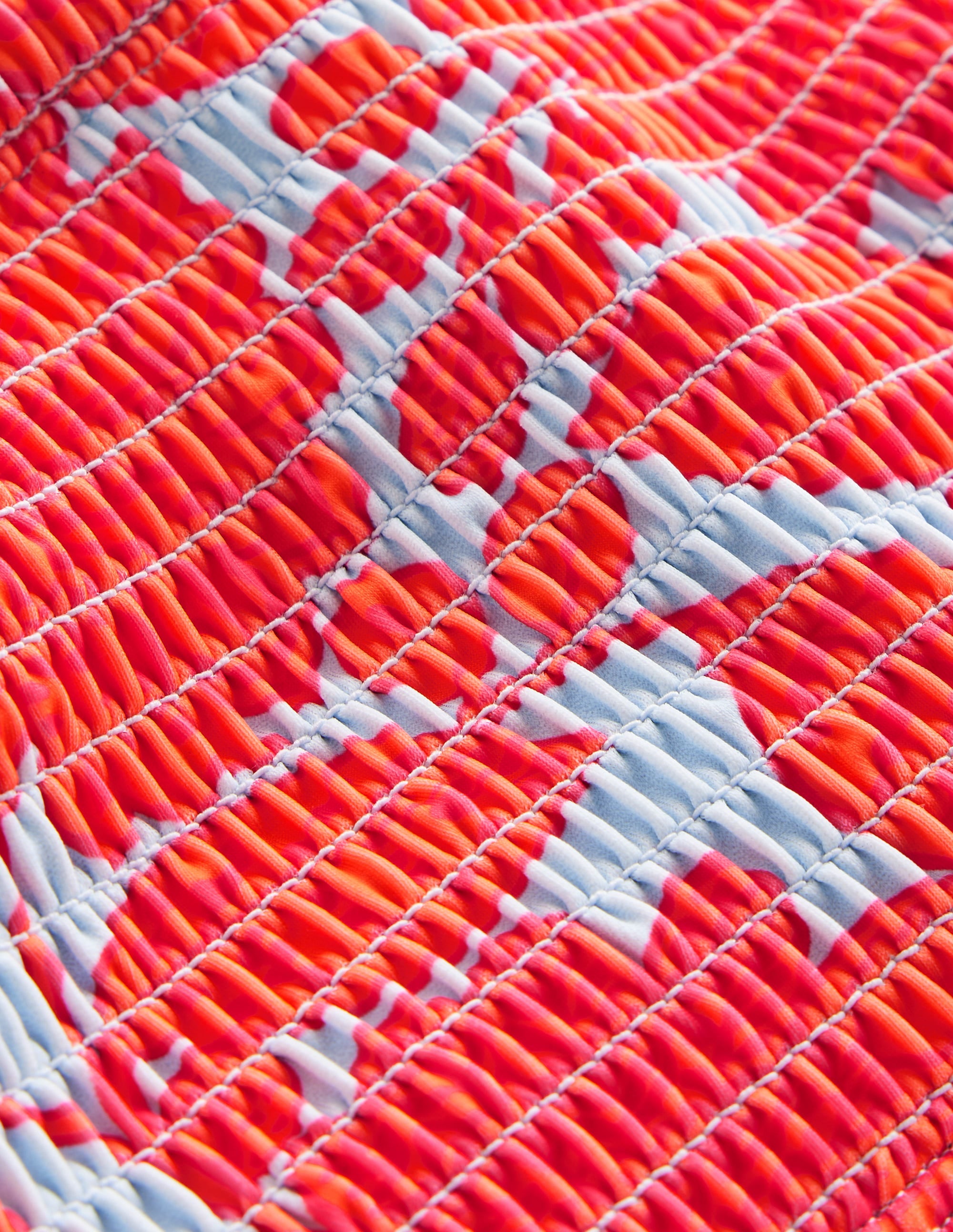 Milos Smocked  Bikini Top-Fire Cracker, Gardenia Swirl - Image 7