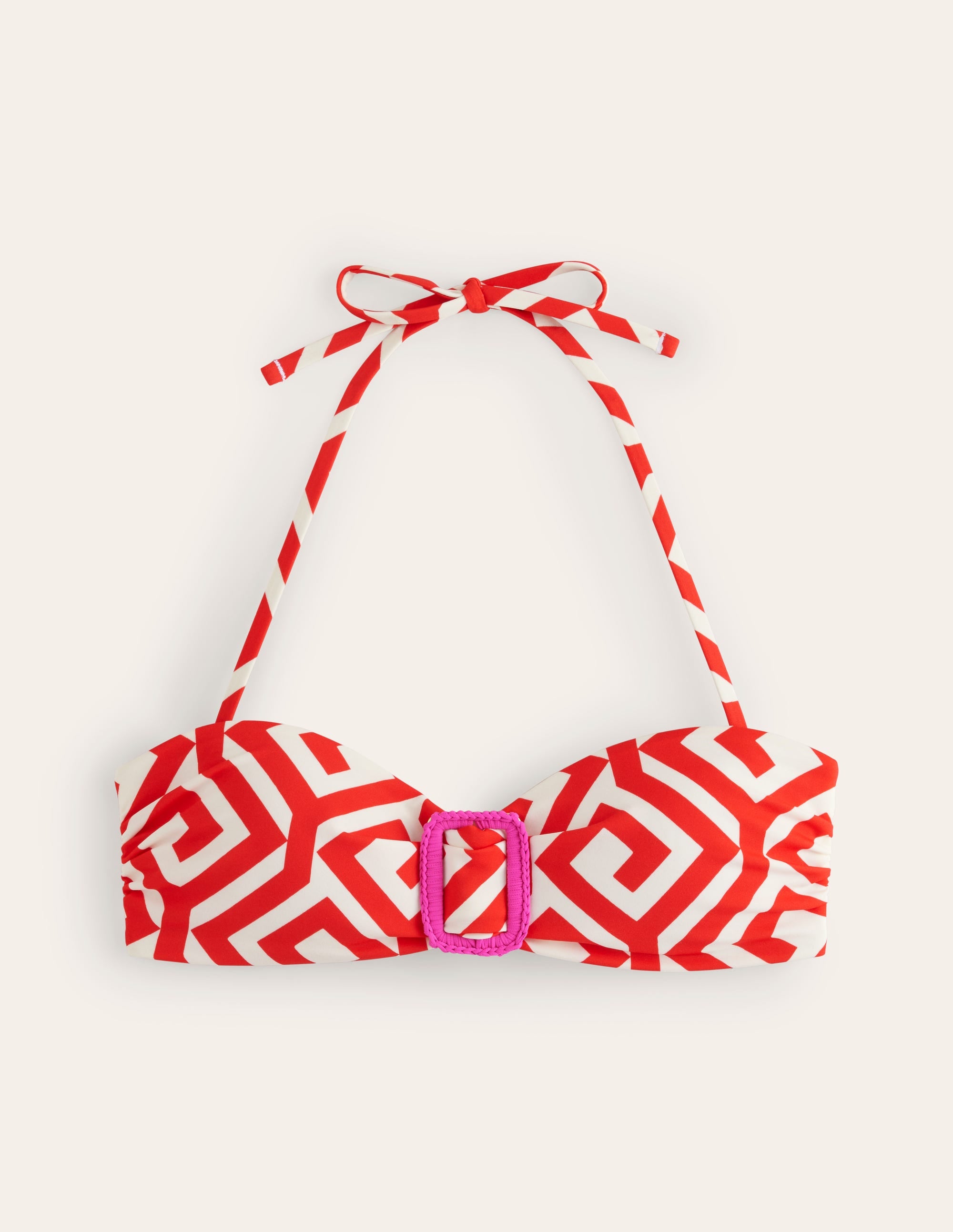 Taormina  Bandeau Bikini Top-Flame Scarlet, Maze - Image 5