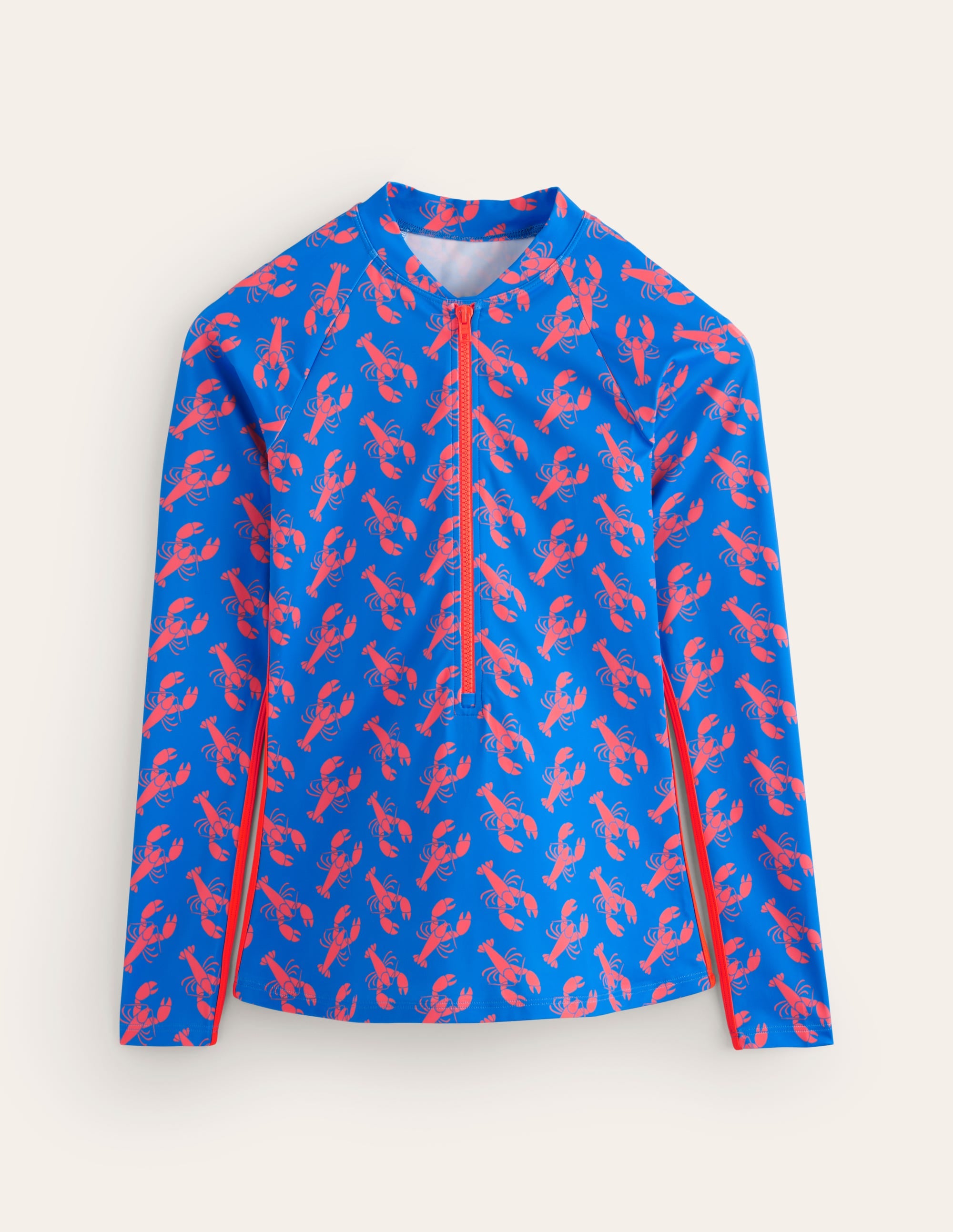 Piped Raglan Rash Vest-Indigo Bunting, Lobster - Image 5