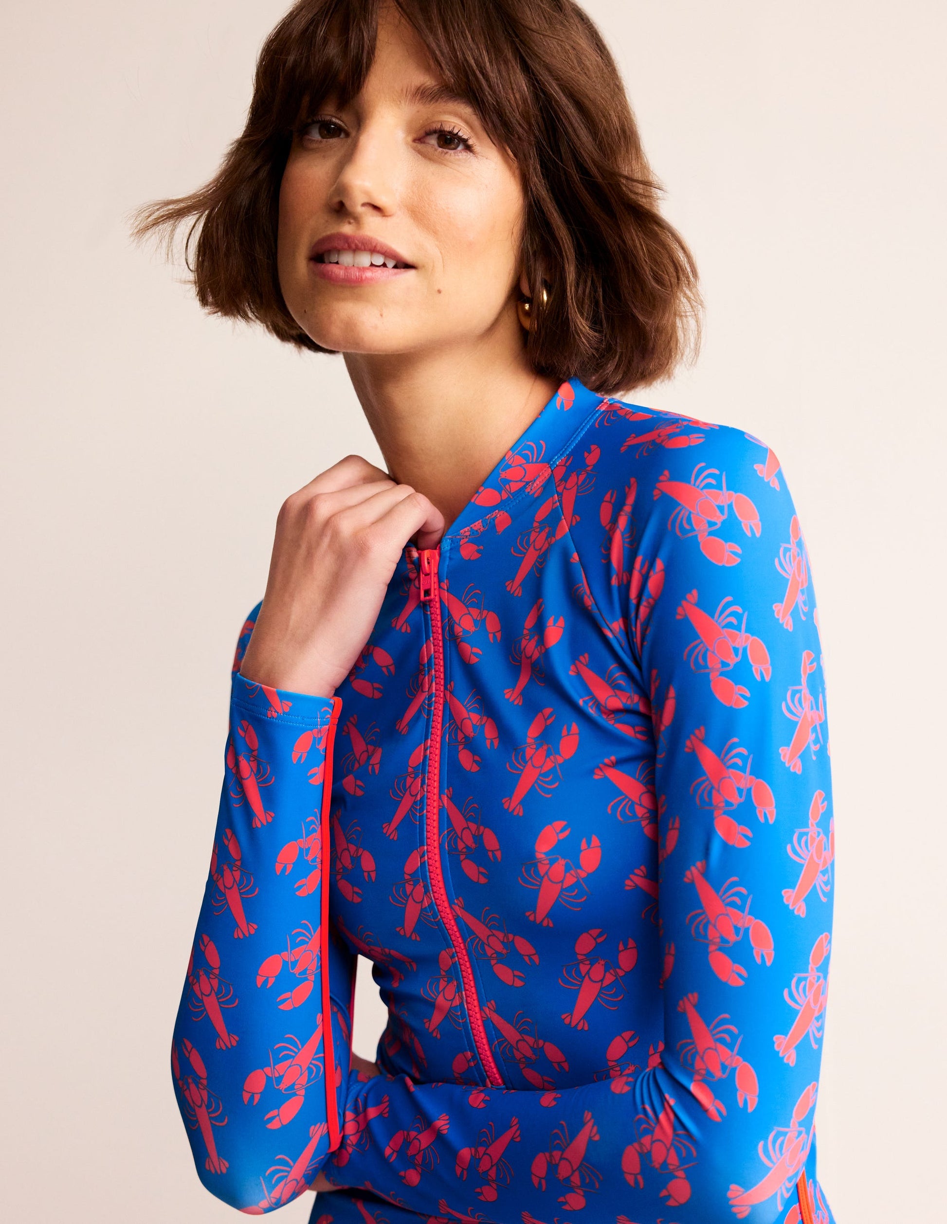Piped Raglan Rash Vest-Indigo Bunting, Lobster-1