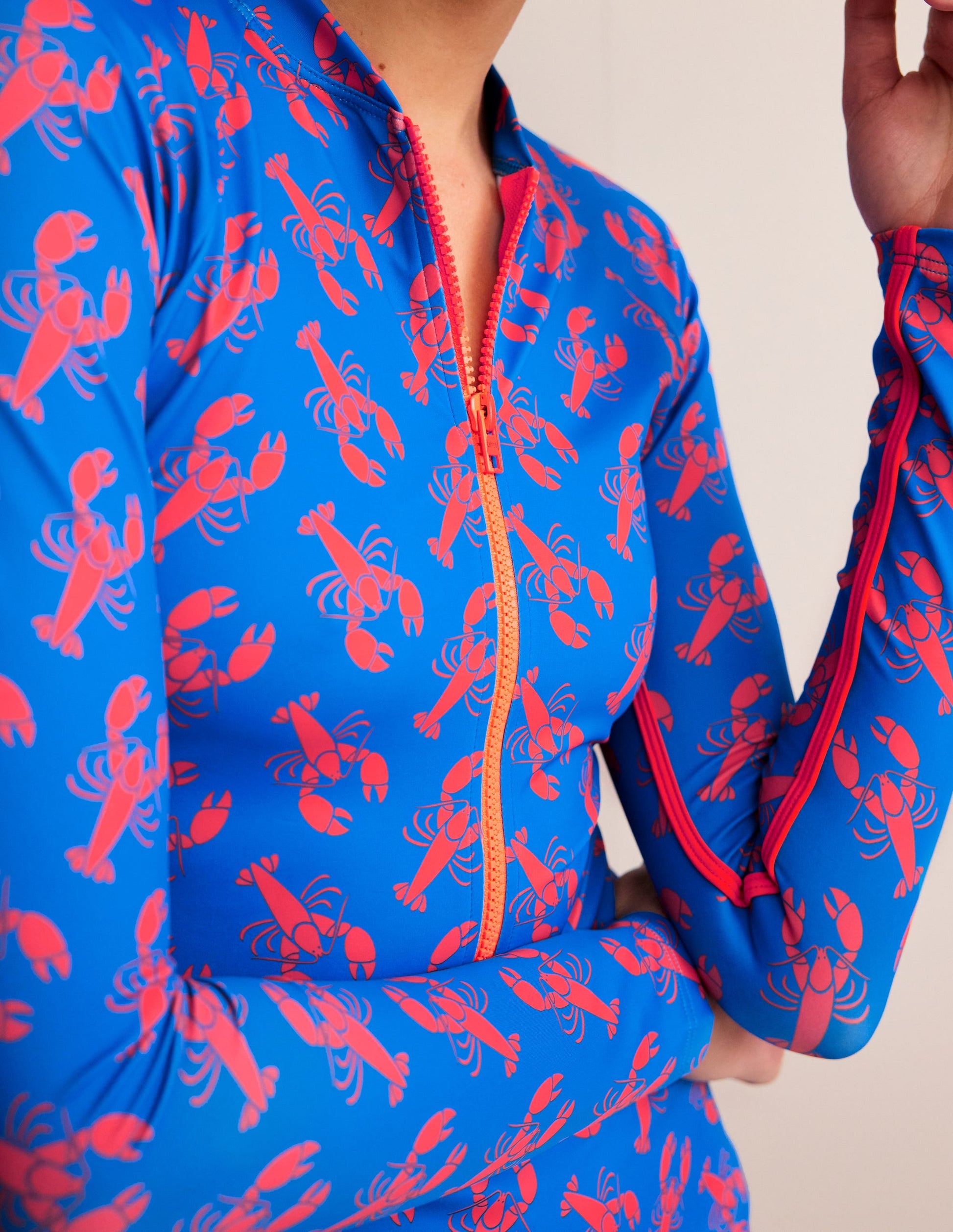 Piped Raglan Rash Vest-Indigo Bunting, Lobster-3