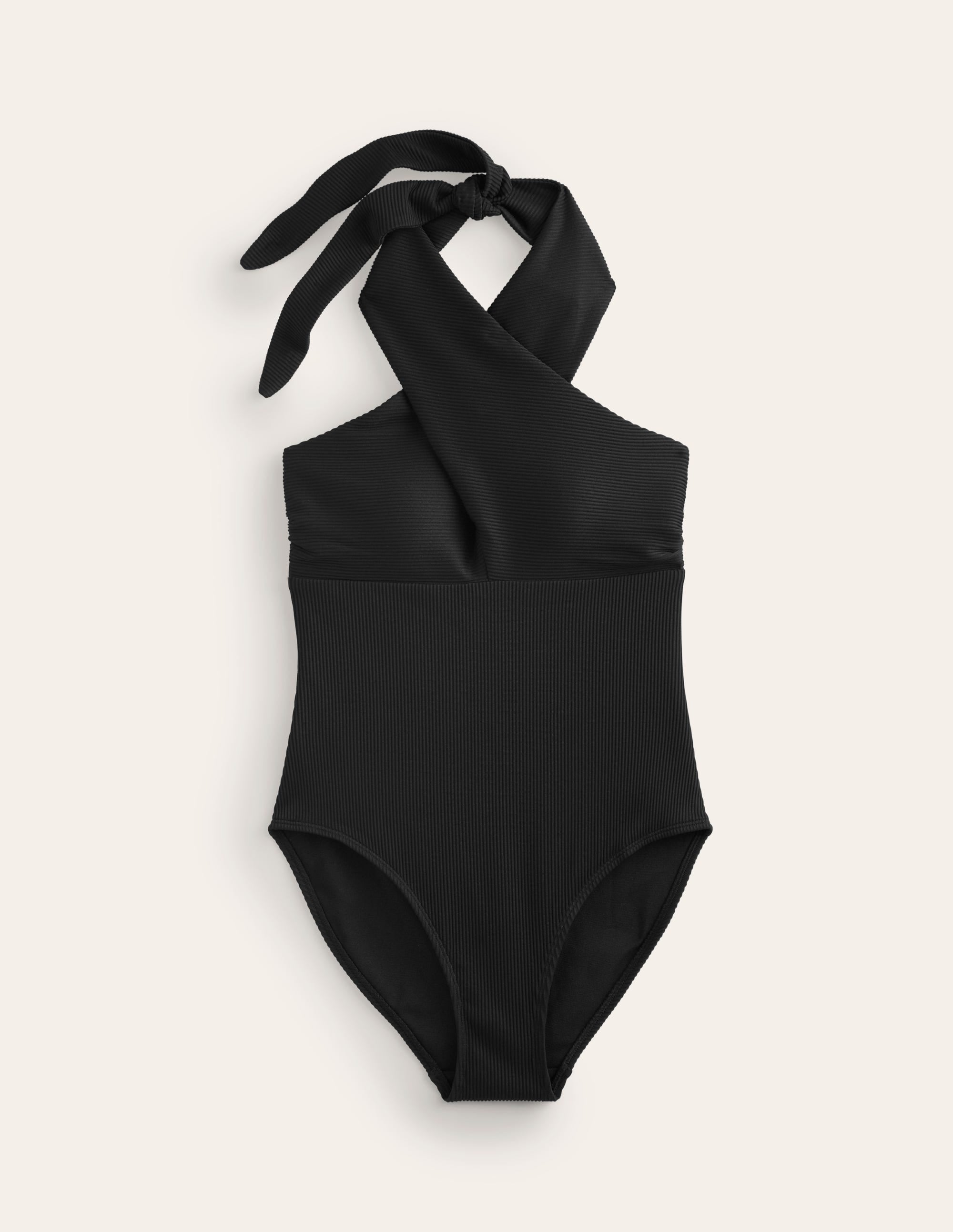 Maillot de bain dos-nu croisé sur le devant-Côtelé noir - Image 5