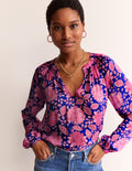 Top Grace-Bleu connecté, motif Gardenia Swirl