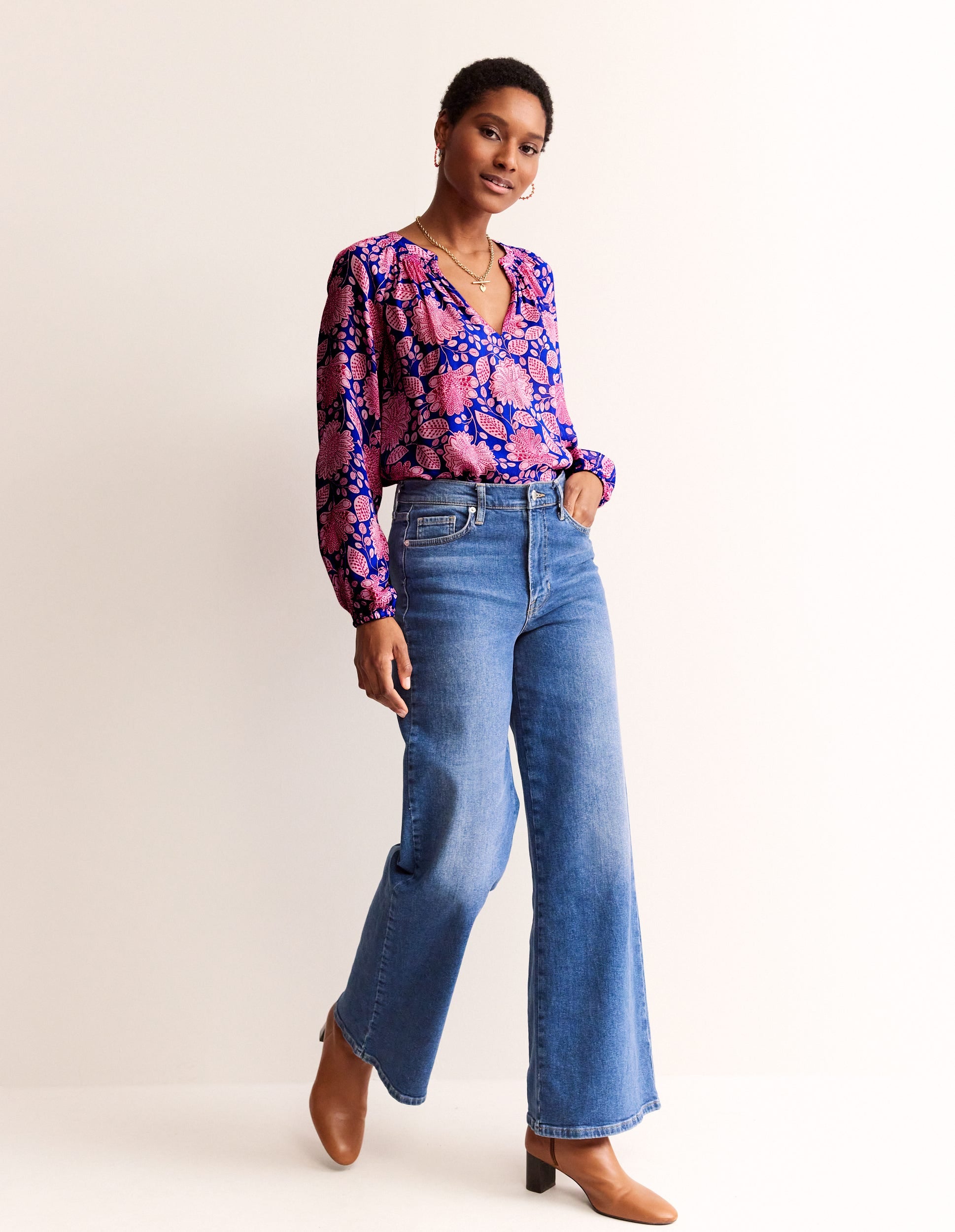 Top Grace-Bleu connecté, motif Gardenia Swirl-4