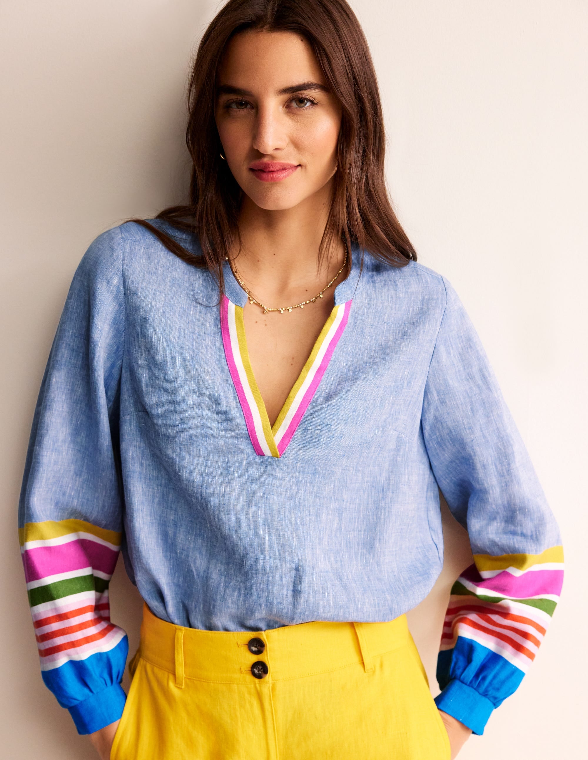 Top Alice en lin-Rayé multi bleu et varié - Image 1