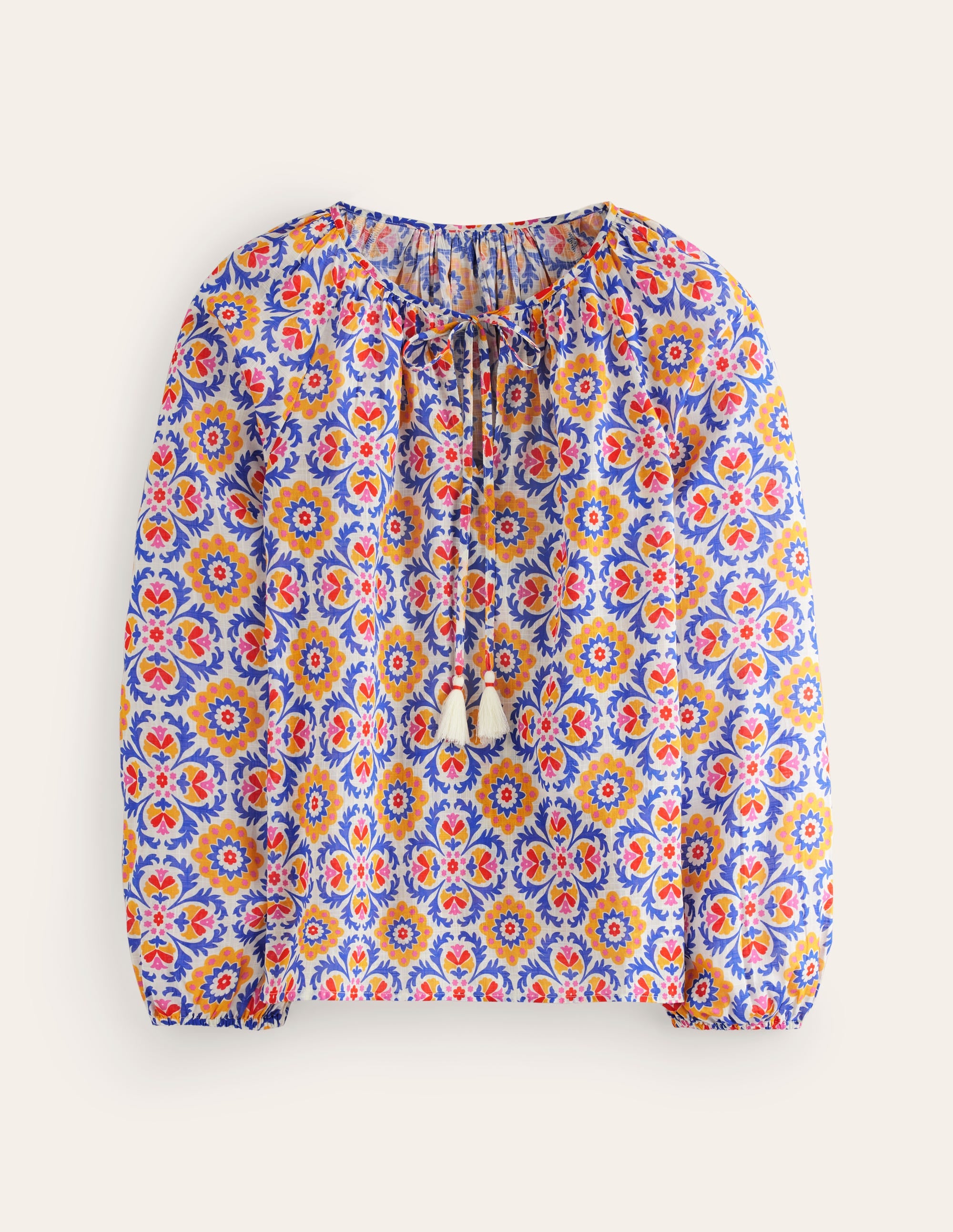 Serena Cotton Blouse-Artisan’s Gold, Mosaic Bloom - Image 8