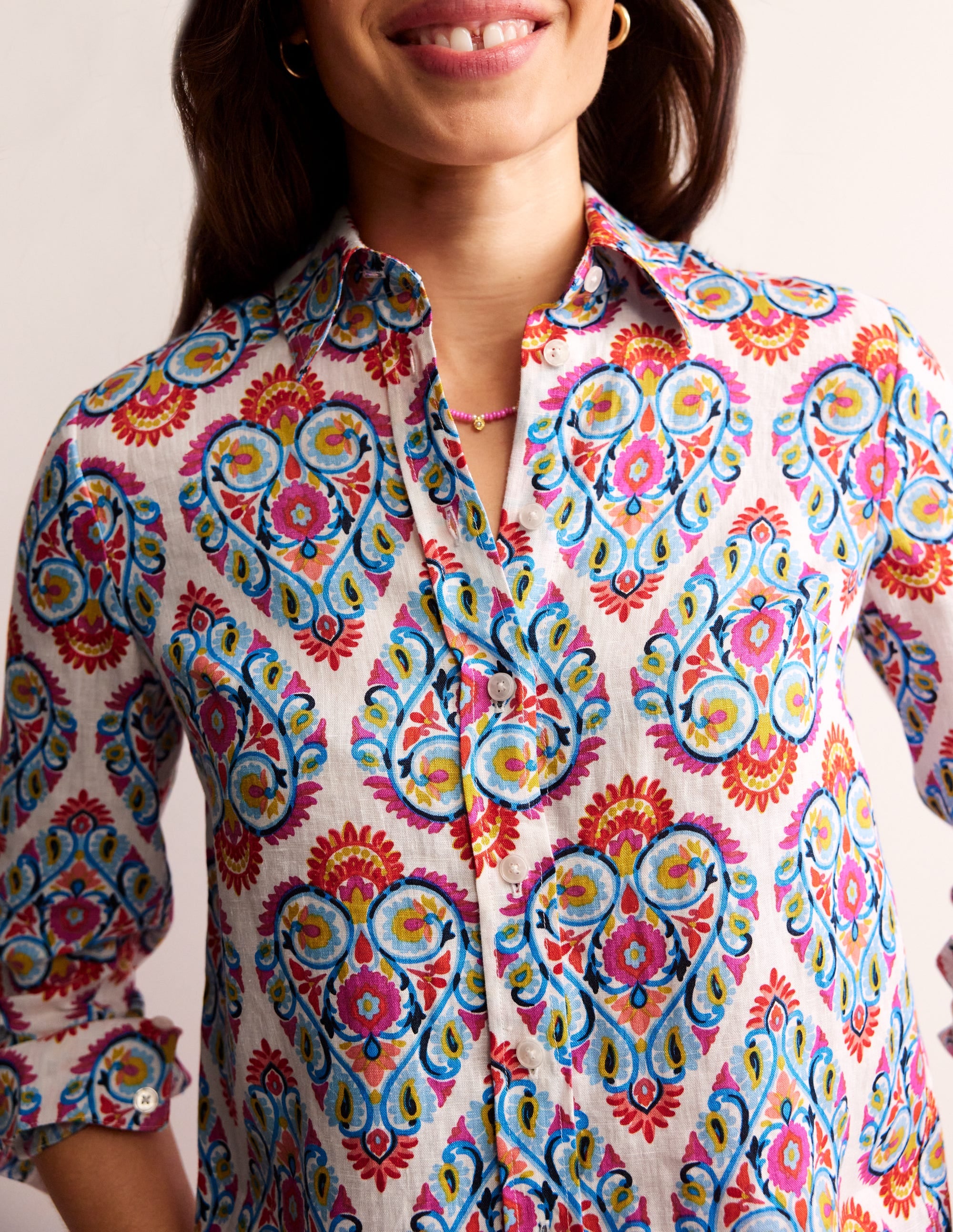 Chemise Sienna en lin-Multi, motif Flora Stamp - Image 2