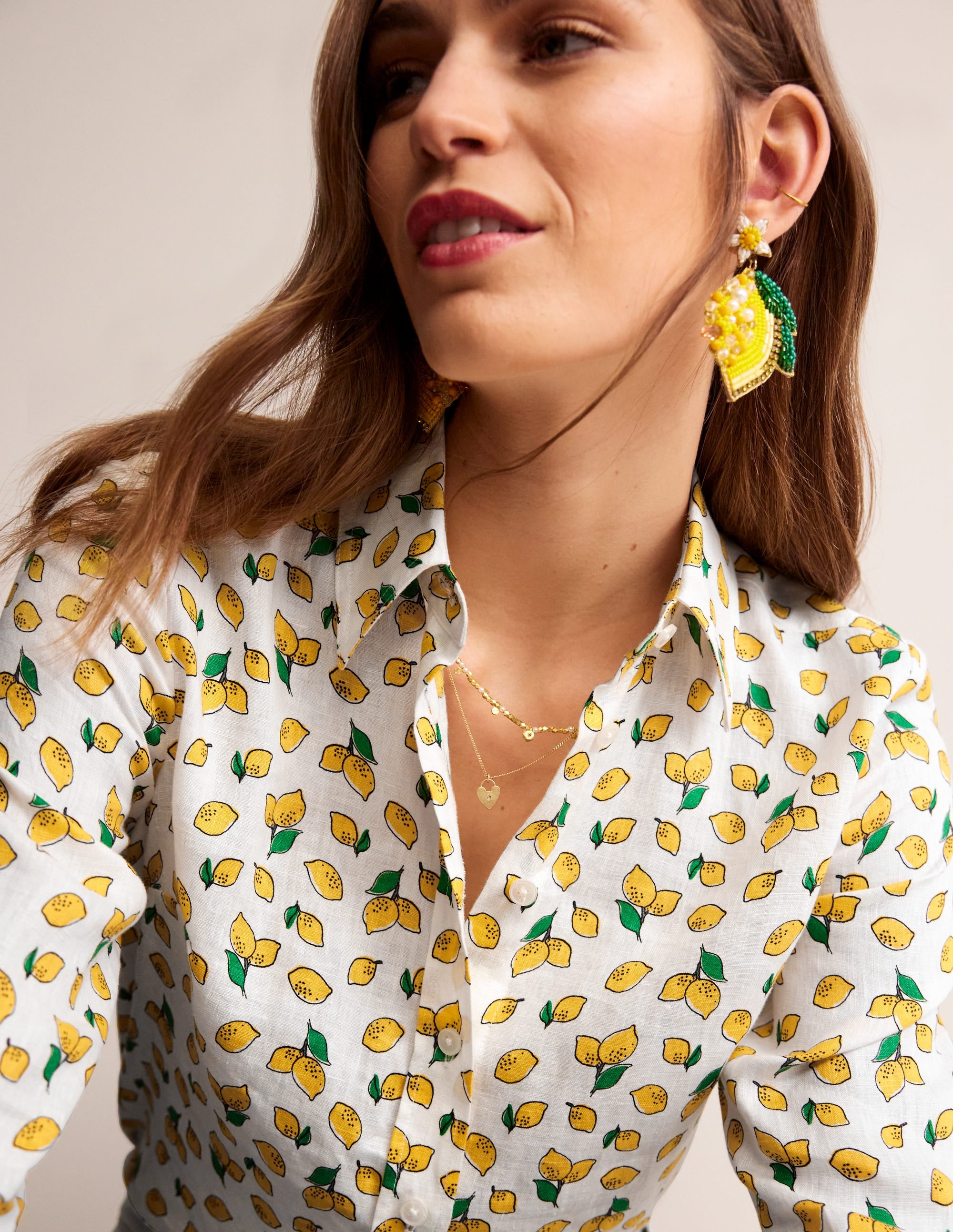 Chemise Sienna en lin-Ivoire, citrons Amalfi - Image 2