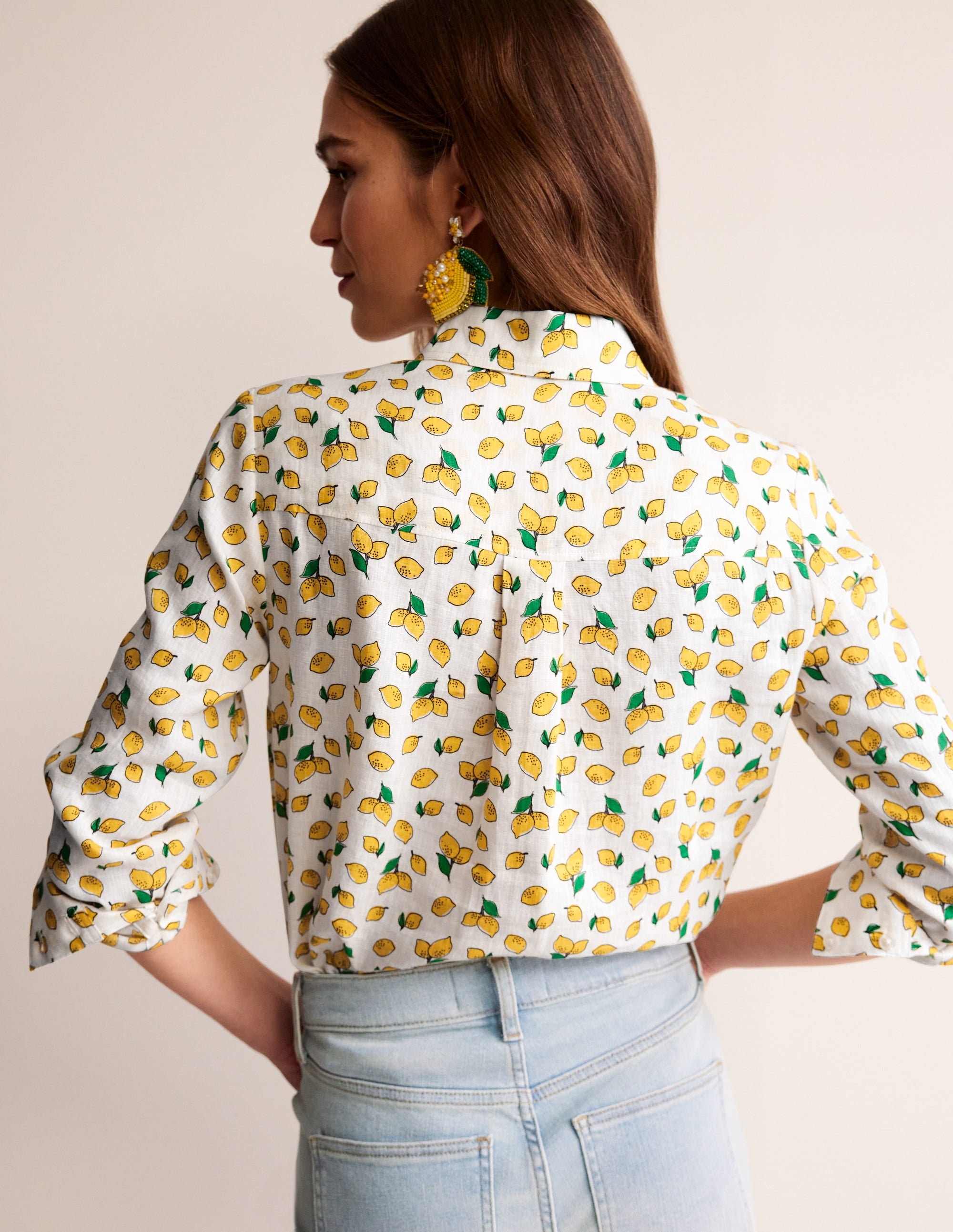 Chemise Sienna en lin-Ivoire, citrons Amalfi - Image 3