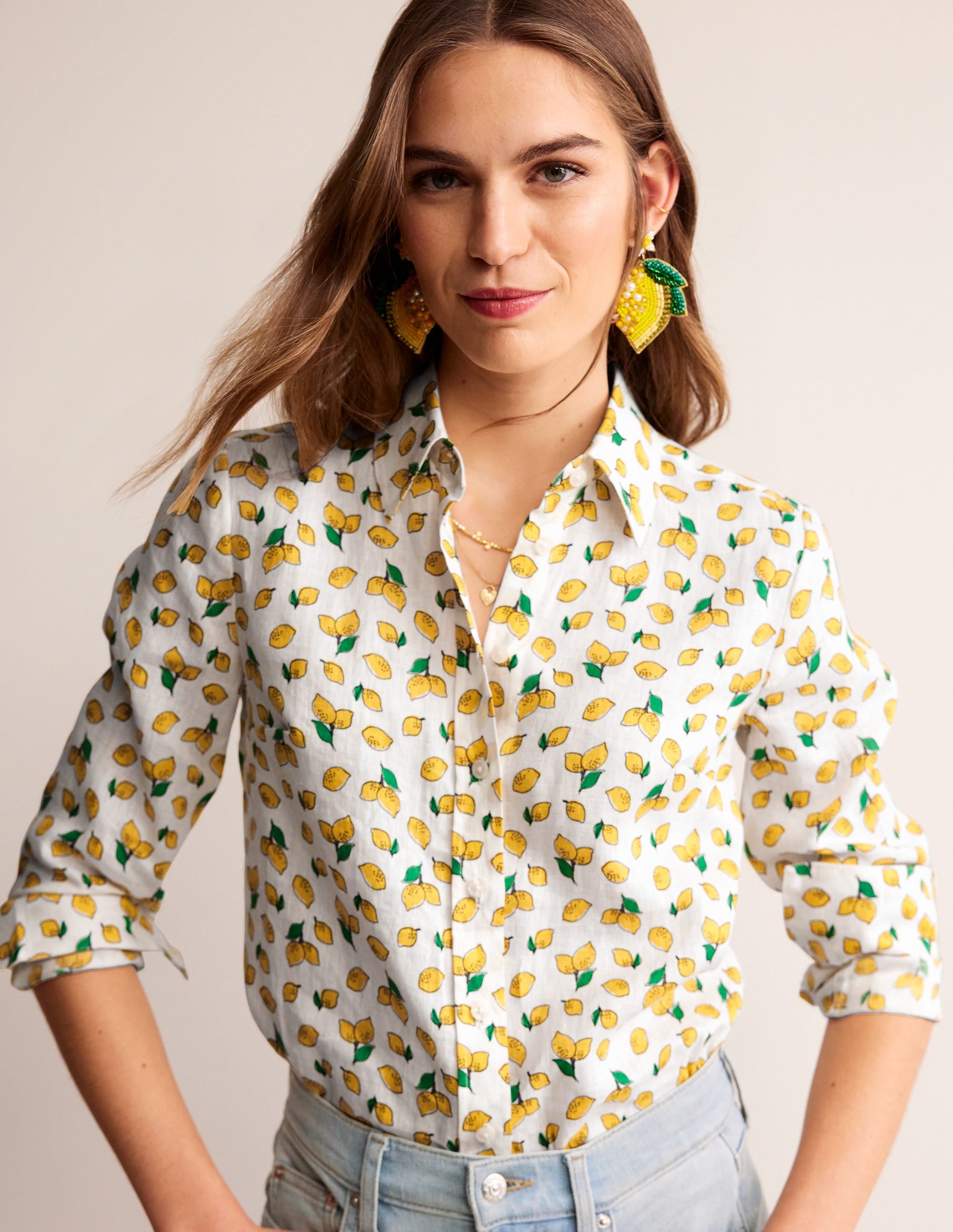 Chemise Sienna en lin-Ivoire, citrons Amalfi - Image 4