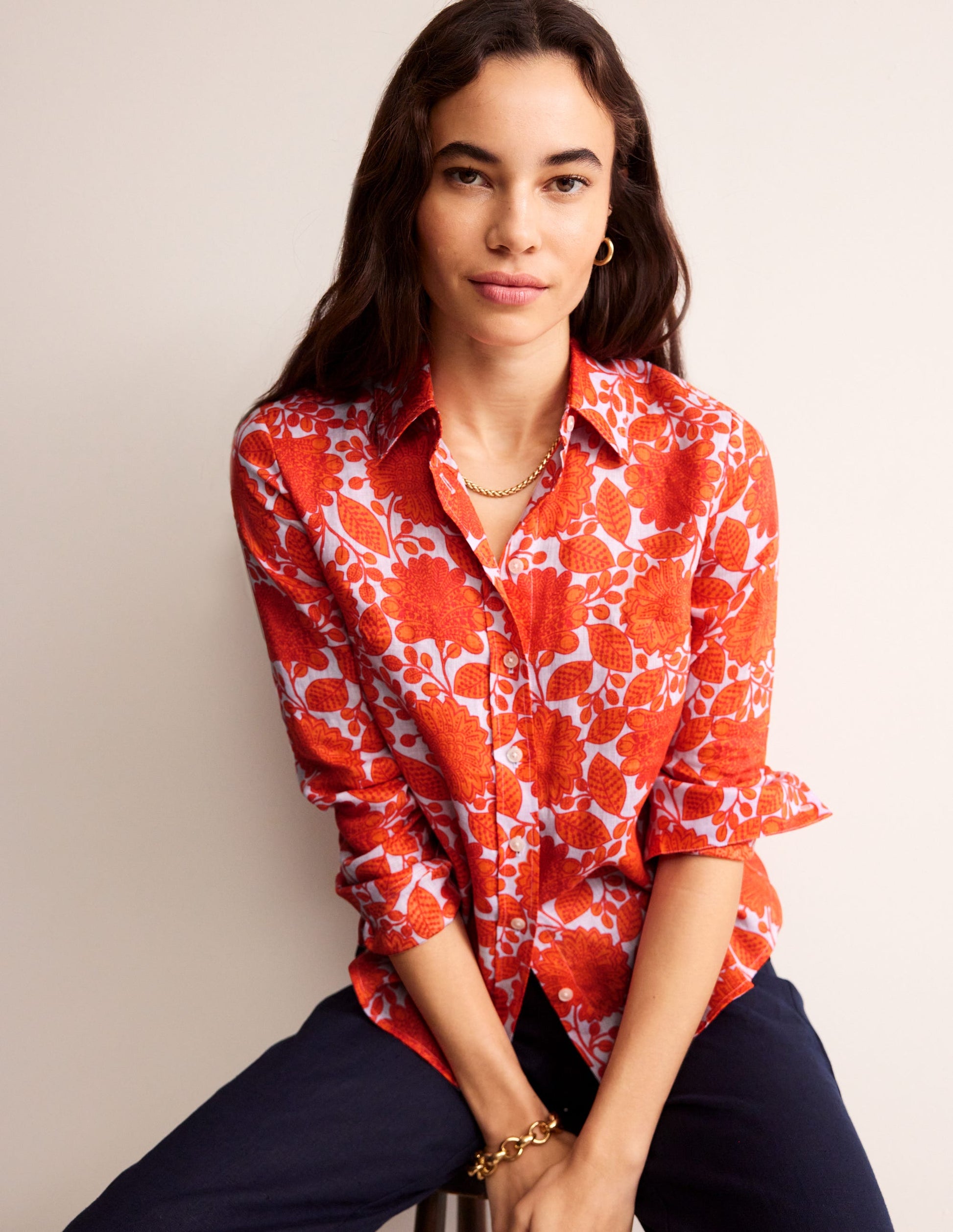 Sienna Leinenhemd-Feuerwerk, Gardenia Swirl-2