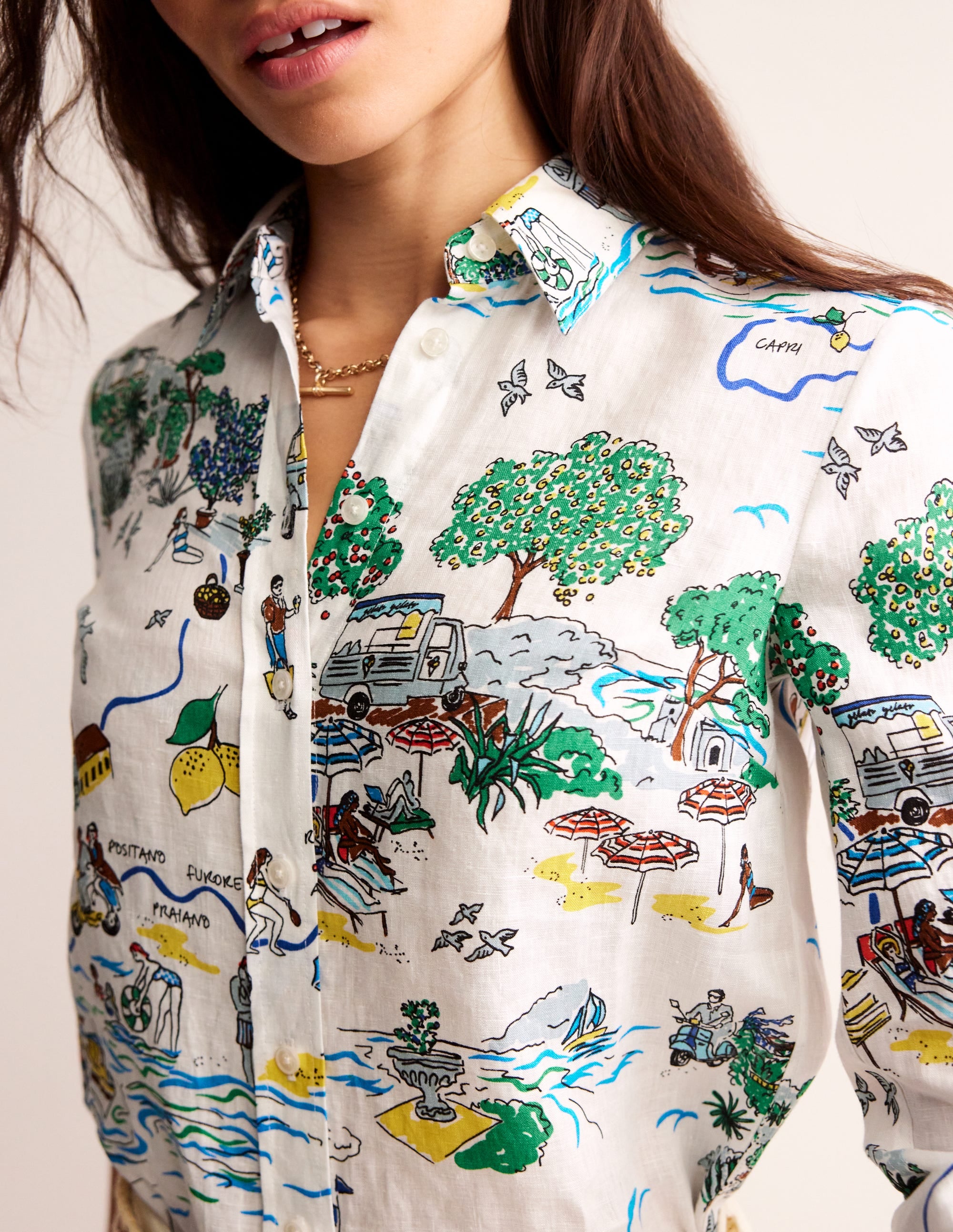 Sienna Linen Shirt-Ivory, Amalfi - Image 2