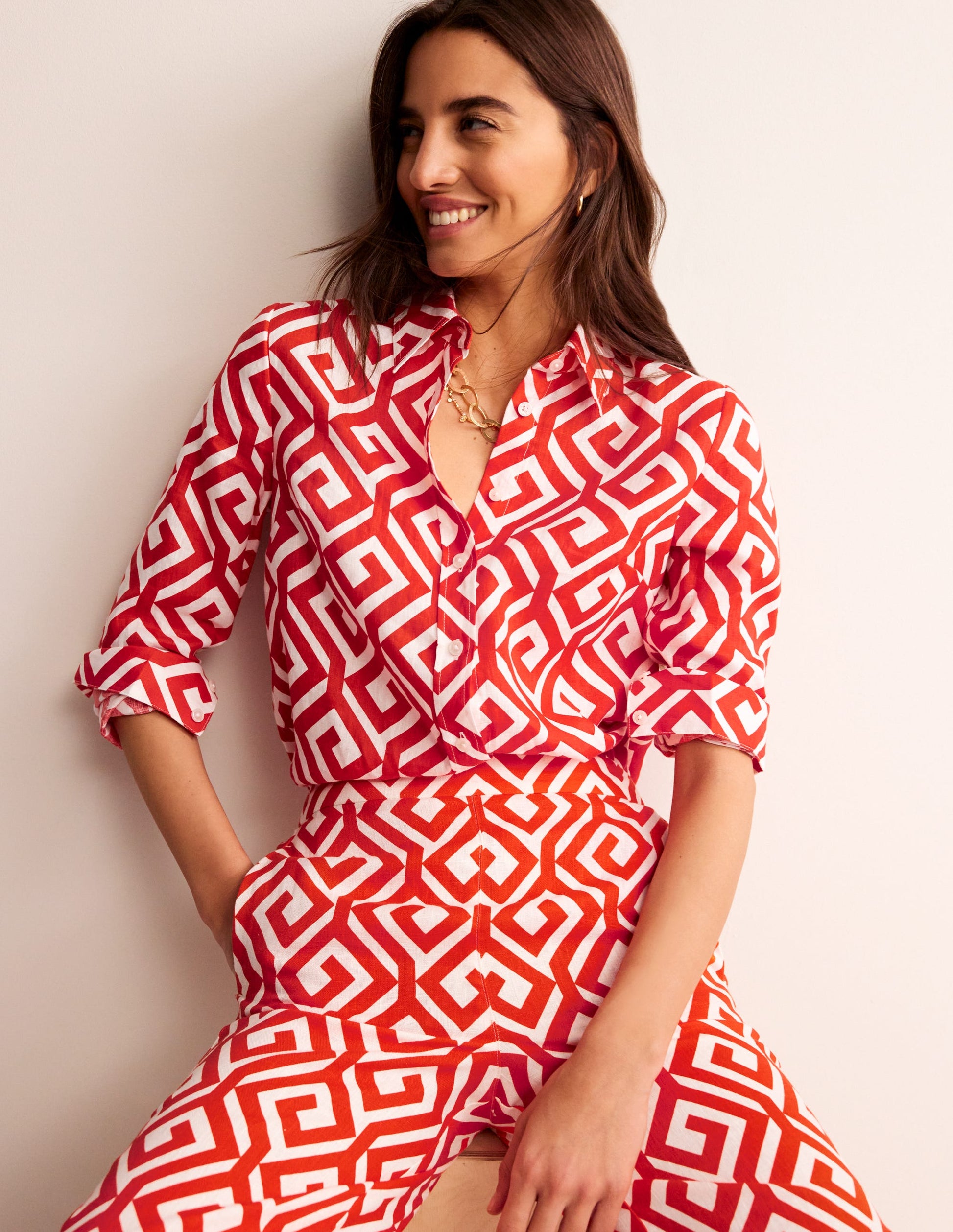 Sienna Leinenhemd-Flammenrot, Labyrinth-1