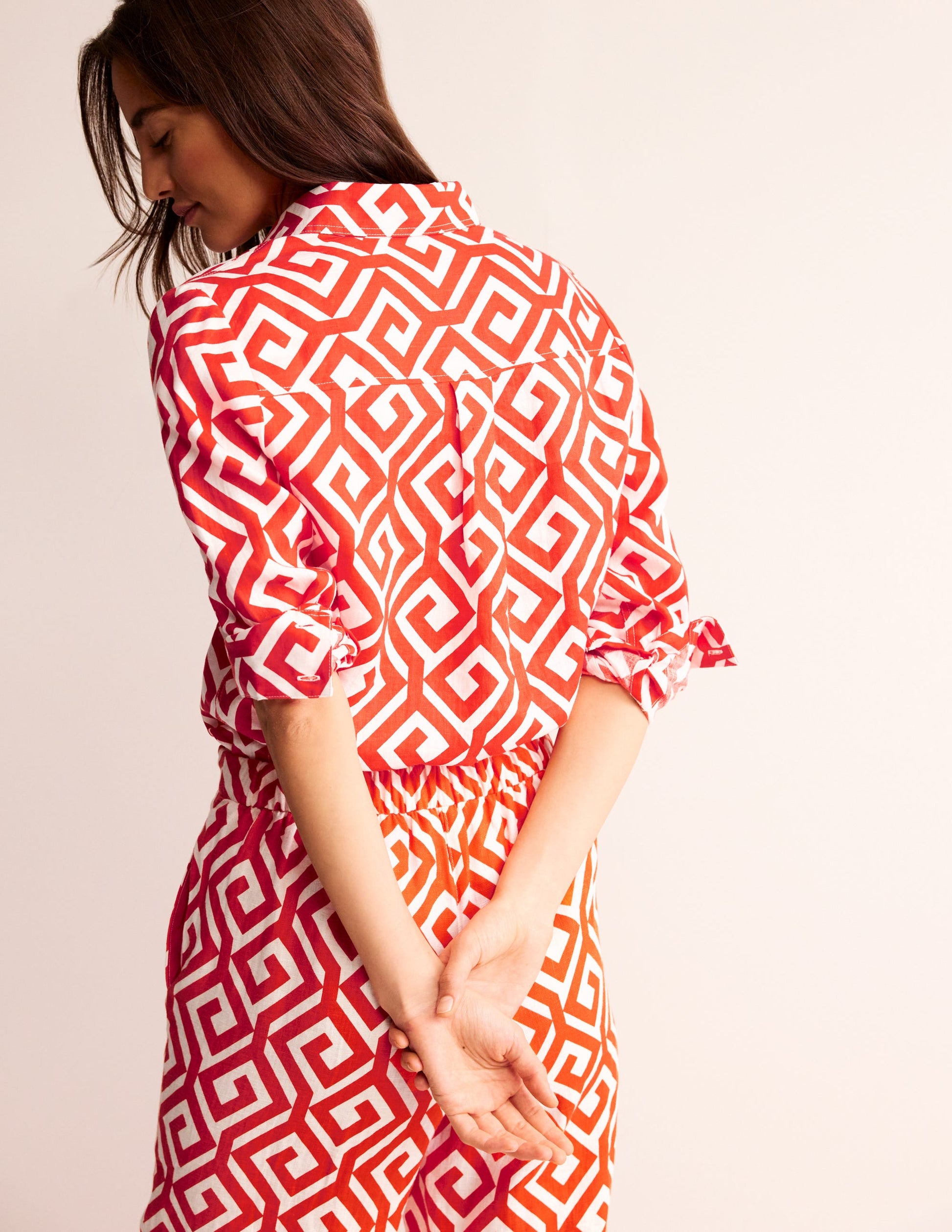 Sienna Leinenhemd-Flammenrot, Labyrinth-3