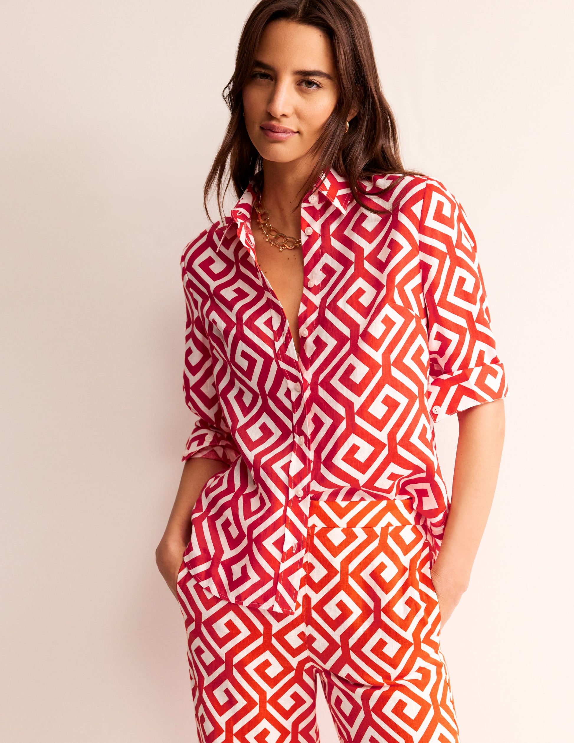 Sienna Leinenhemd-Flammenrot, Labyrinth-4