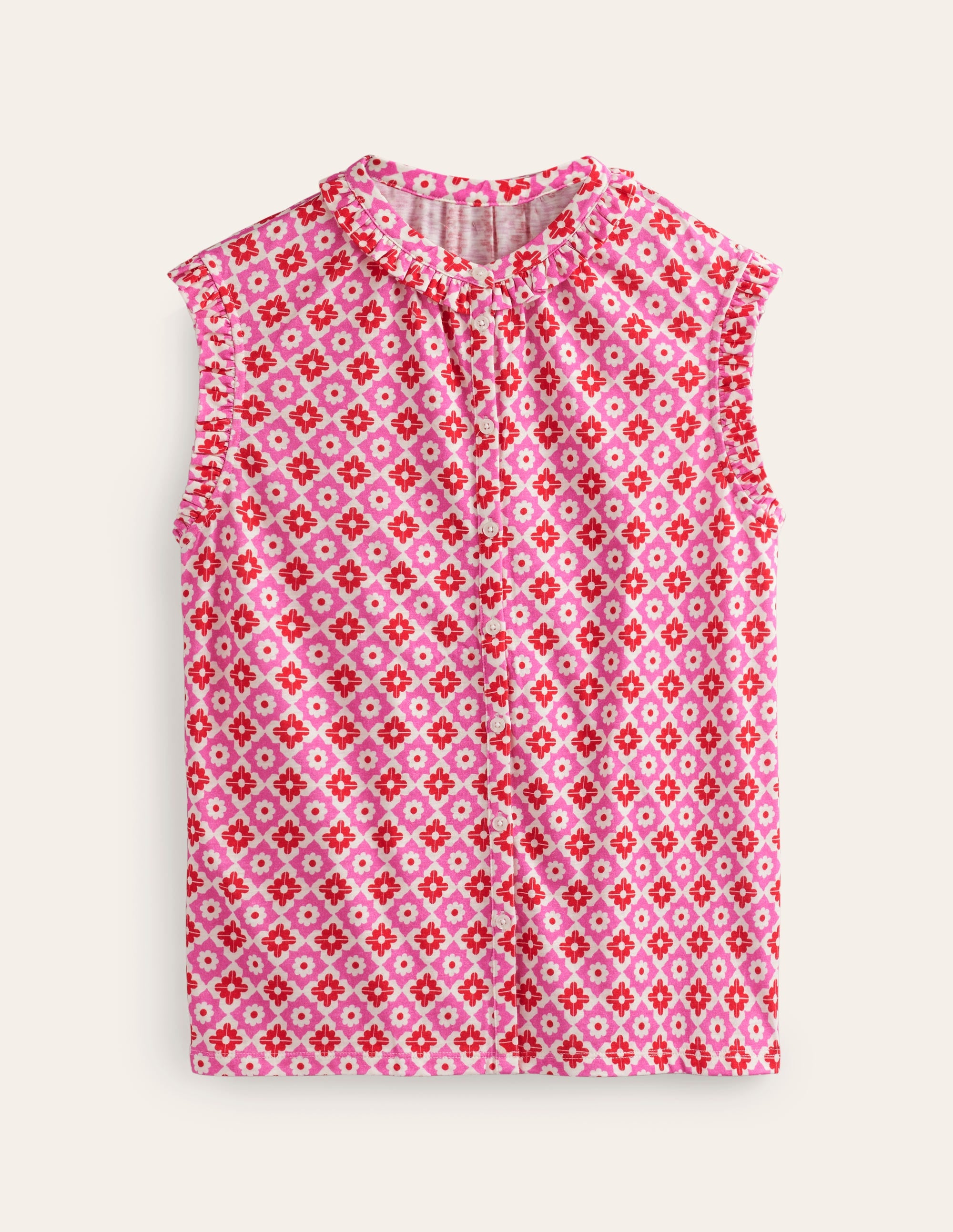 Chemise sans manches Olive-Rose puissant, motif Geometric Stamp - Image 5