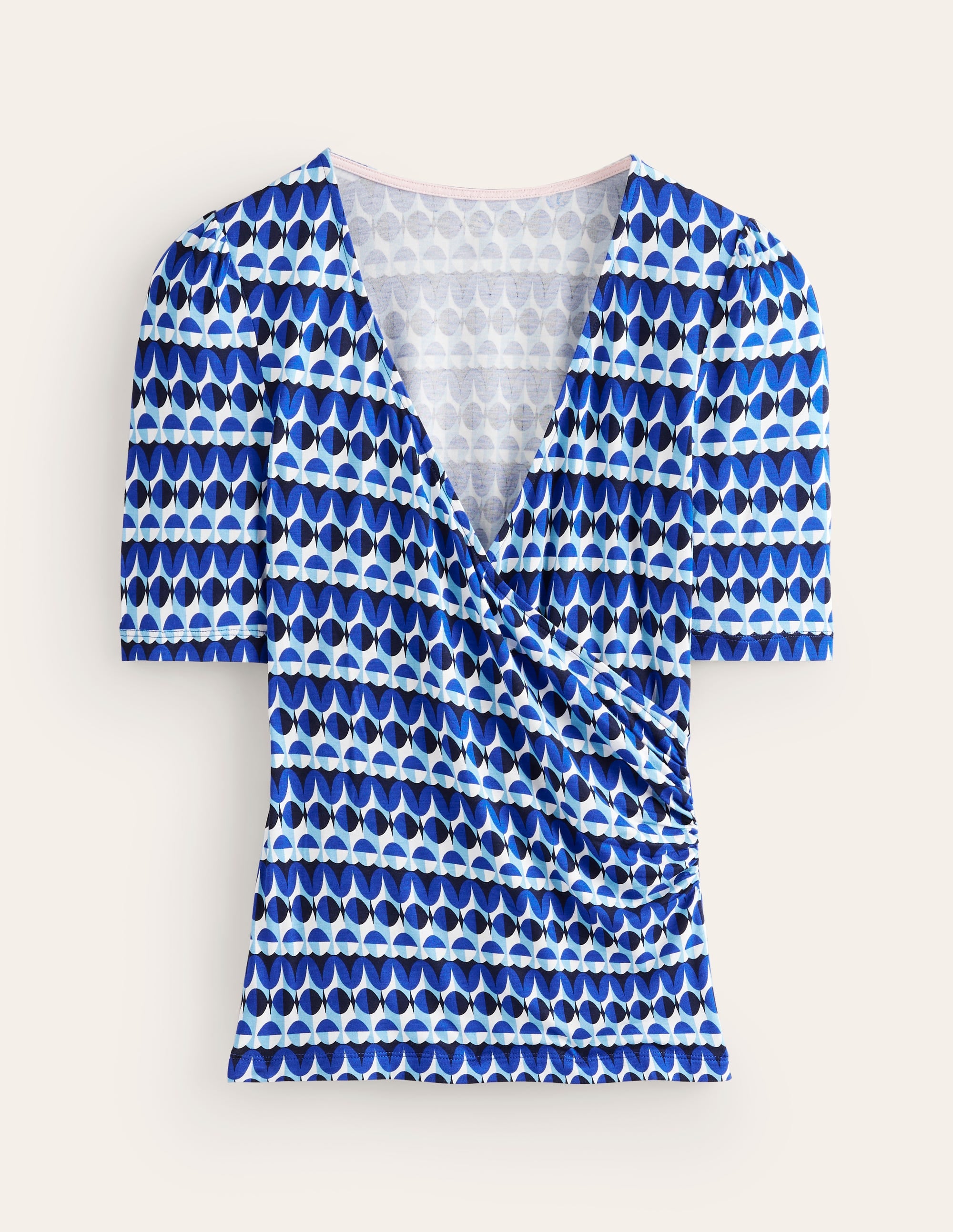 Wrap Front Jersey Top-Blue, Abstract Illusion - Image 5