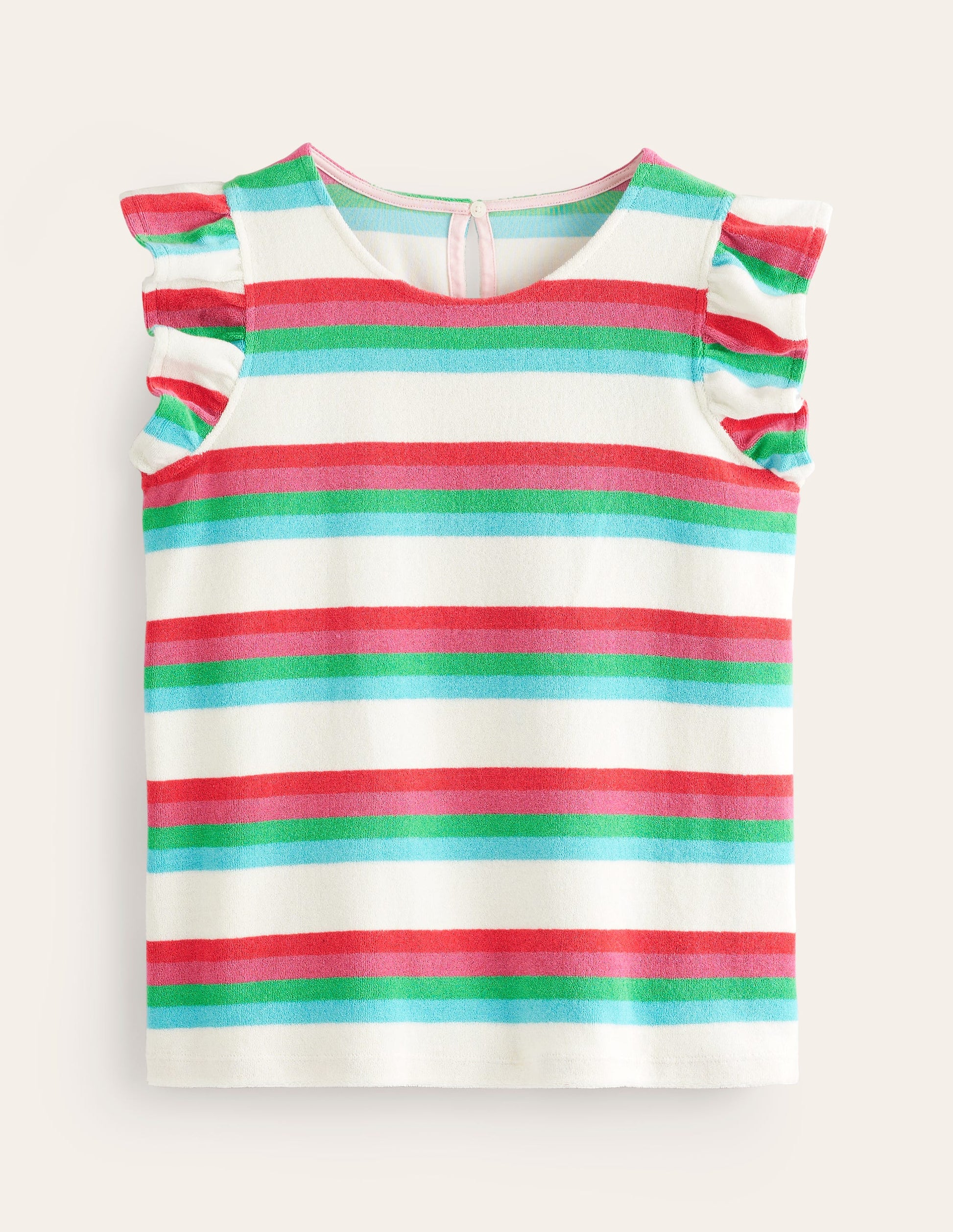 T-shirt en éponge à volants-Ivoire, Multi-5