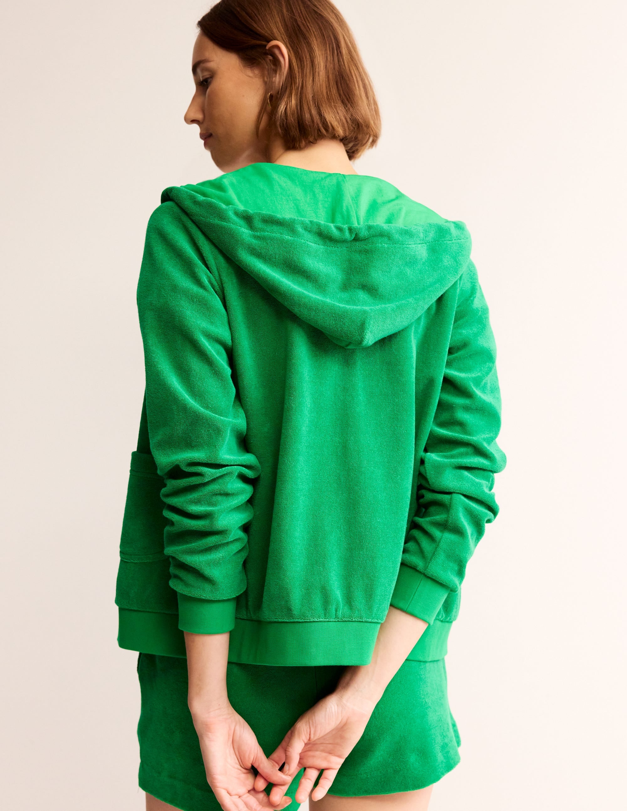 Frottee-Kapuzenpullover mit durchgehendem Reißverschluss-Grünes Tamburin - Image 3