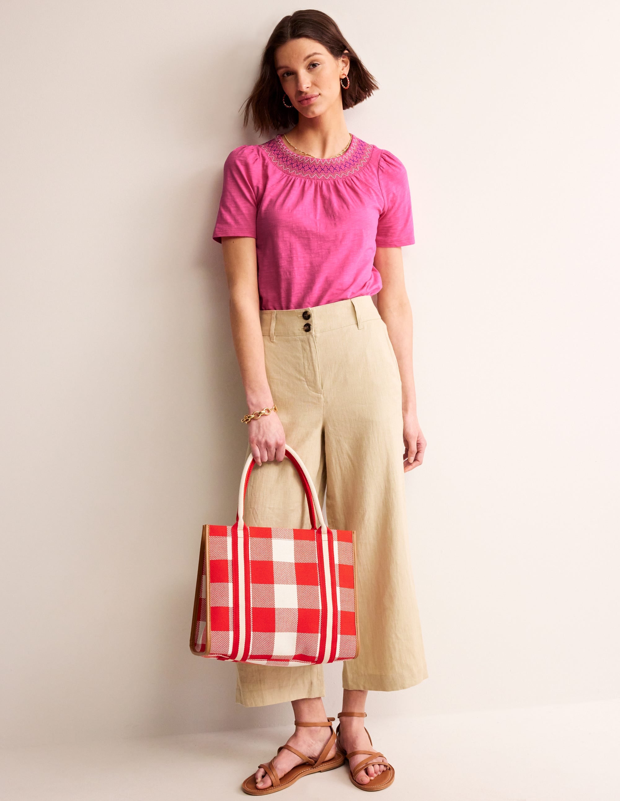 Top à col smocké et manches bouffantes-Sangria rose - Image 4