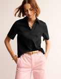 Chemise manches courtes Hazel en lin-Noir