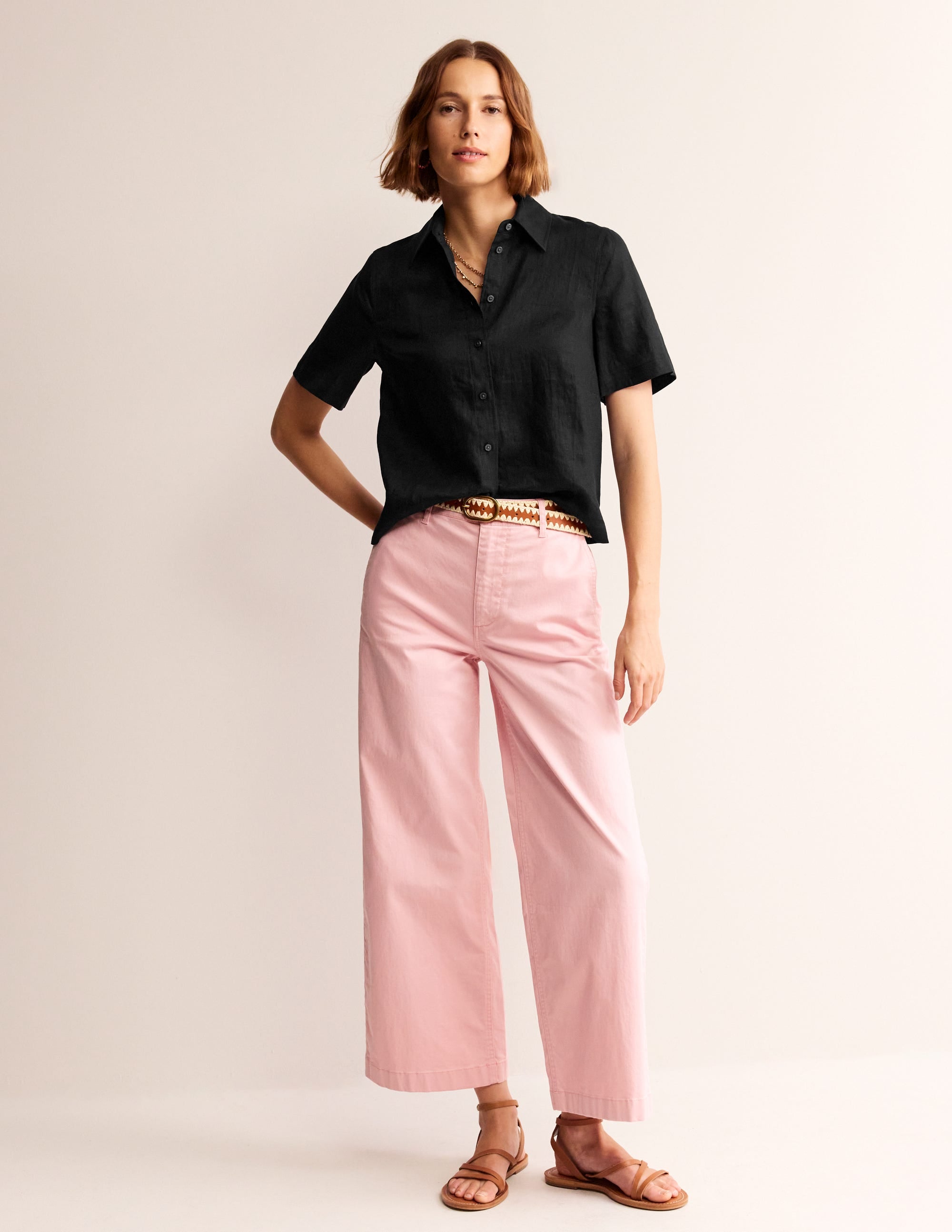 Chemise manches courtes Hazel en lin-Noir - Image 4