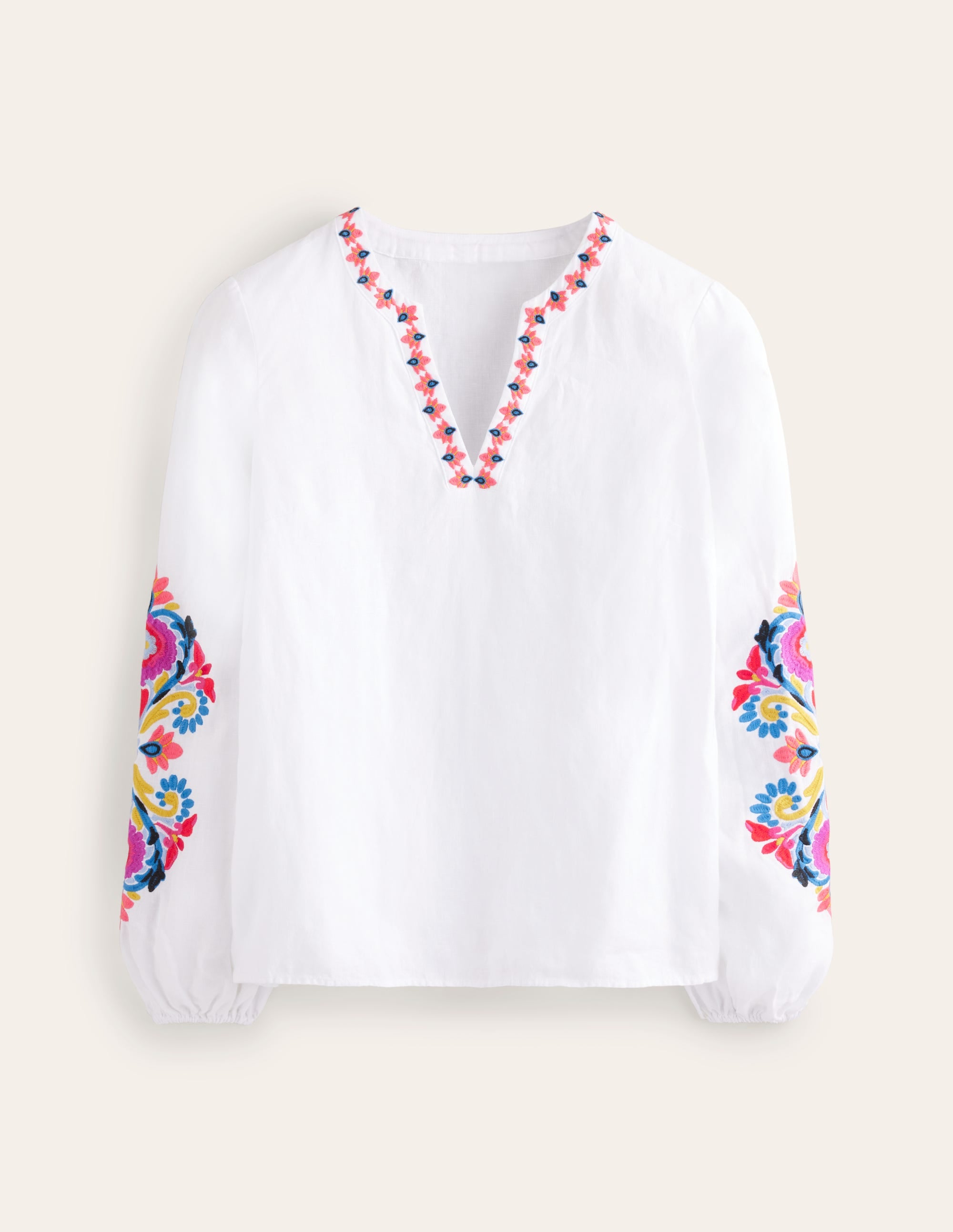 Bonnie Leinenoberteil-Weiß, Bunt Floral - Image 8