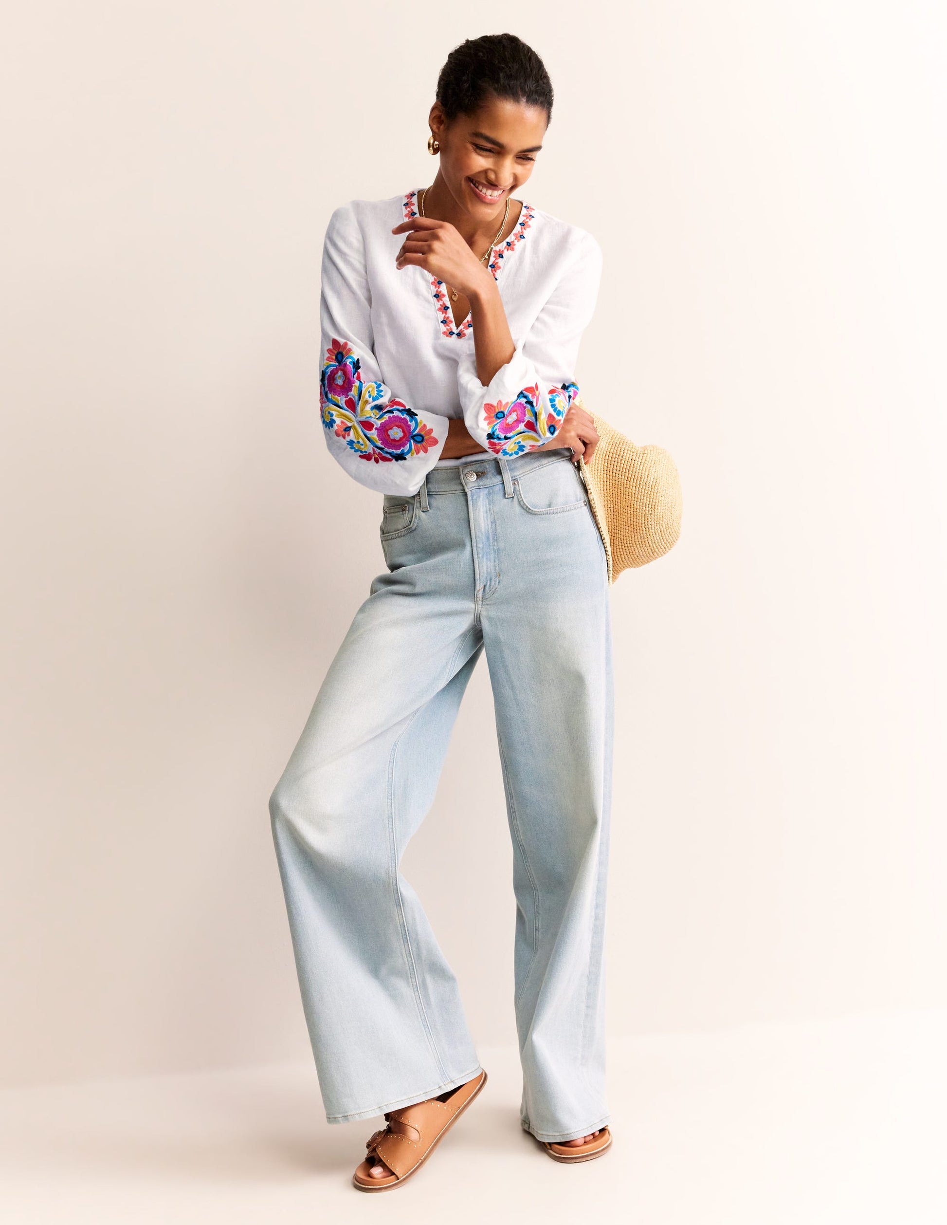 Bonnie Leinenoberteil-Weiß, Bunt Floral-6