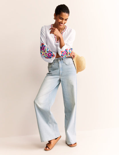 Bonnie Leinenoberteil-Weiß, Bunt Floral-6