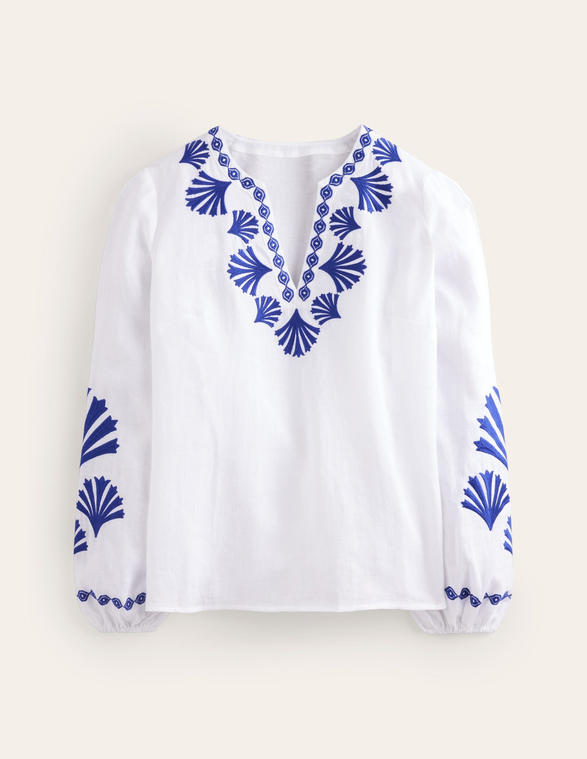 Top Bonnie en lin-Bleu connecté, coquillages-7